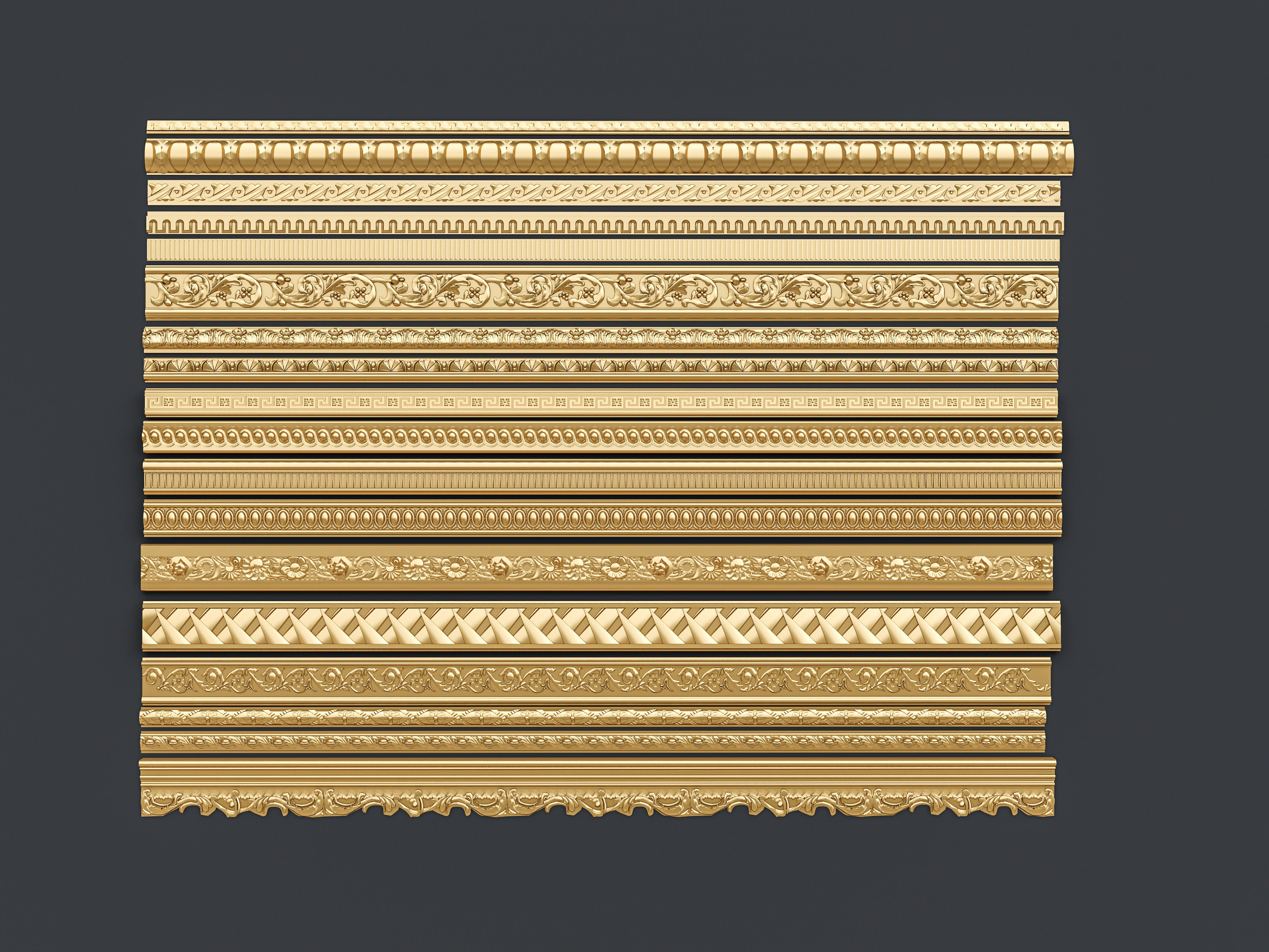 Classic carvings moldings and gypsum cornice 11 3D model_7