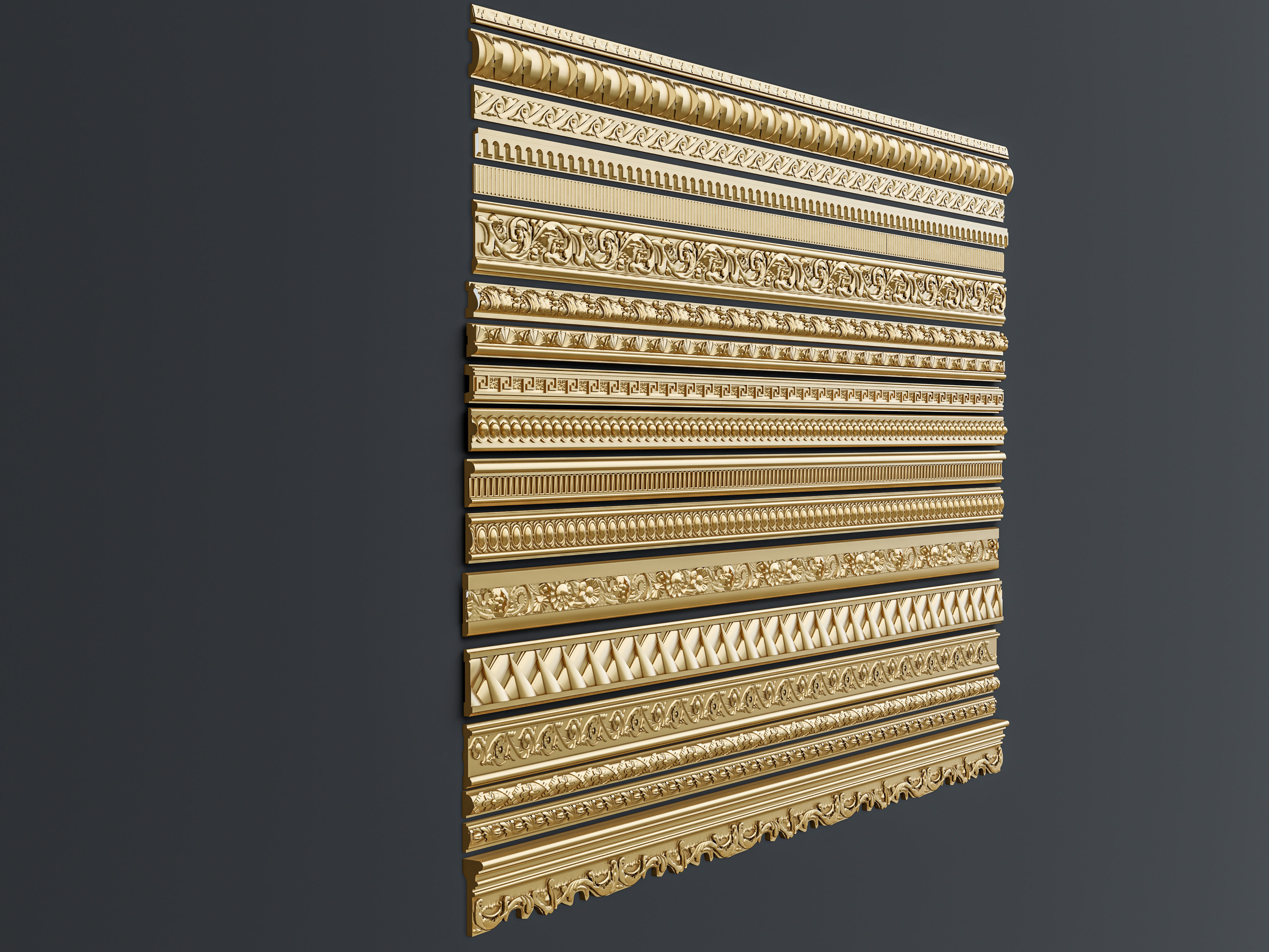 Classic carvings moldings and gypsum cornice 11 3D model_8