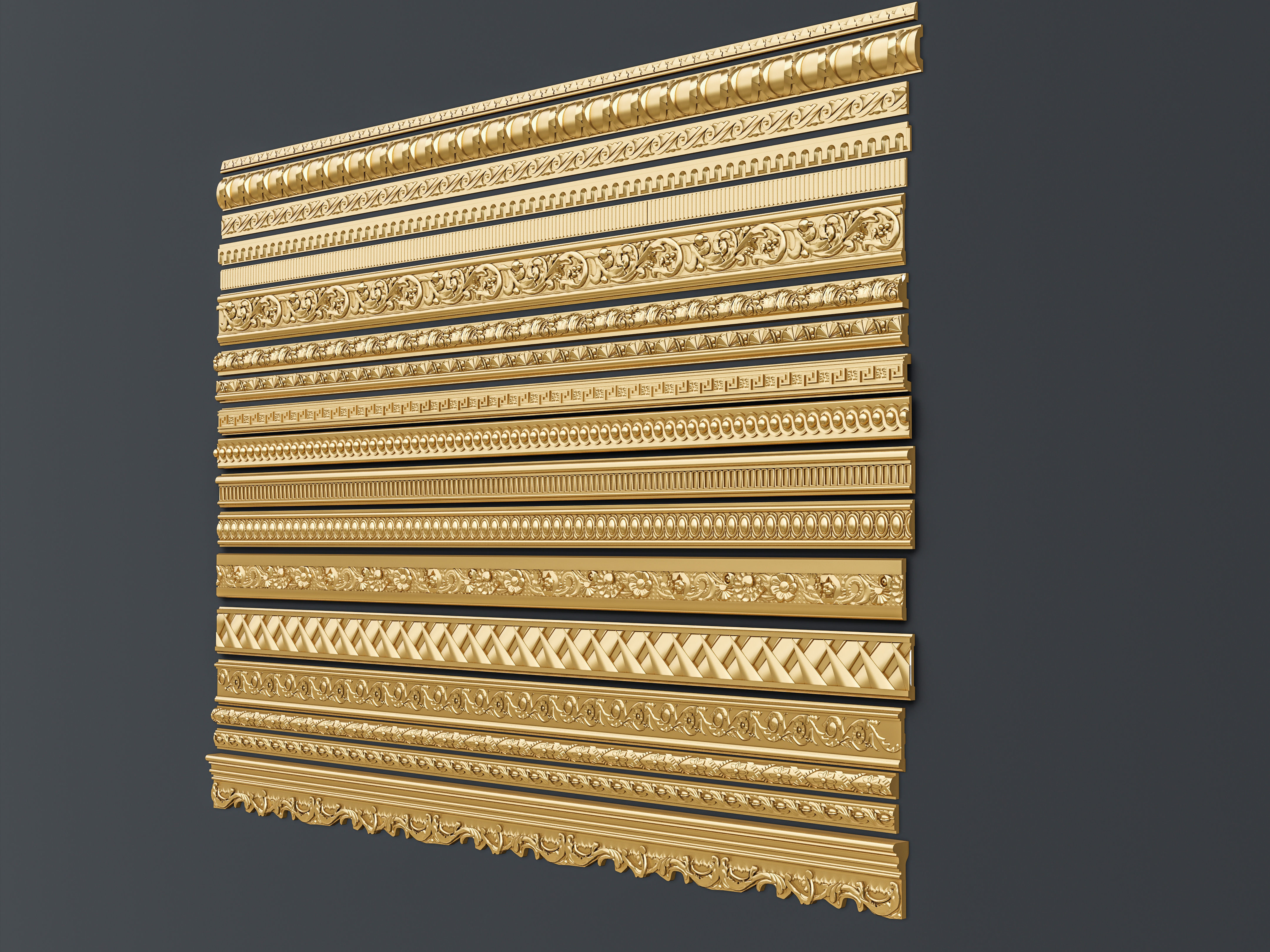 Classic carvings moldings and gypsum cornice 11 3D model_9