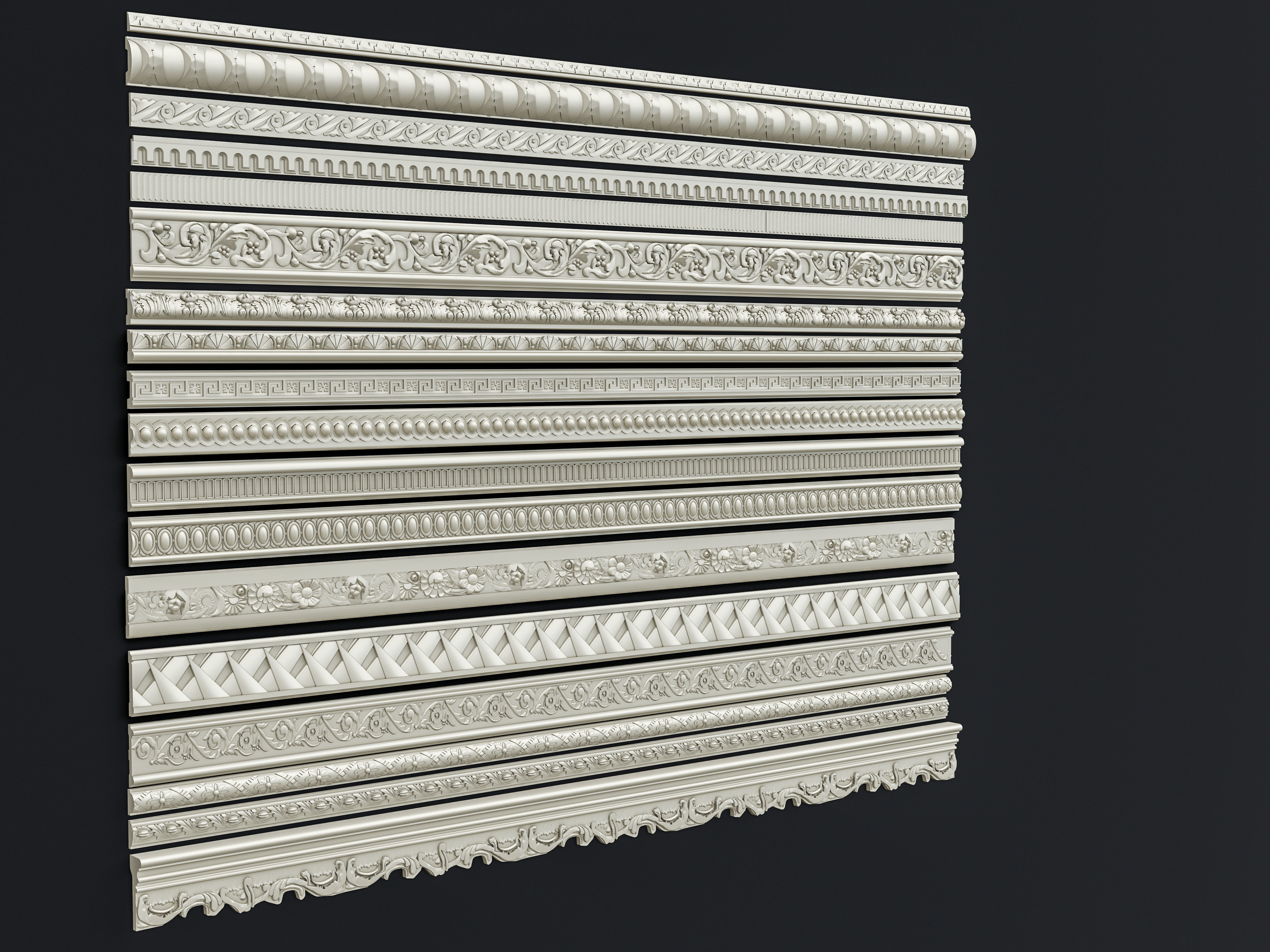 Classic carvings moldings and gypsum cornice 11 3D model_16