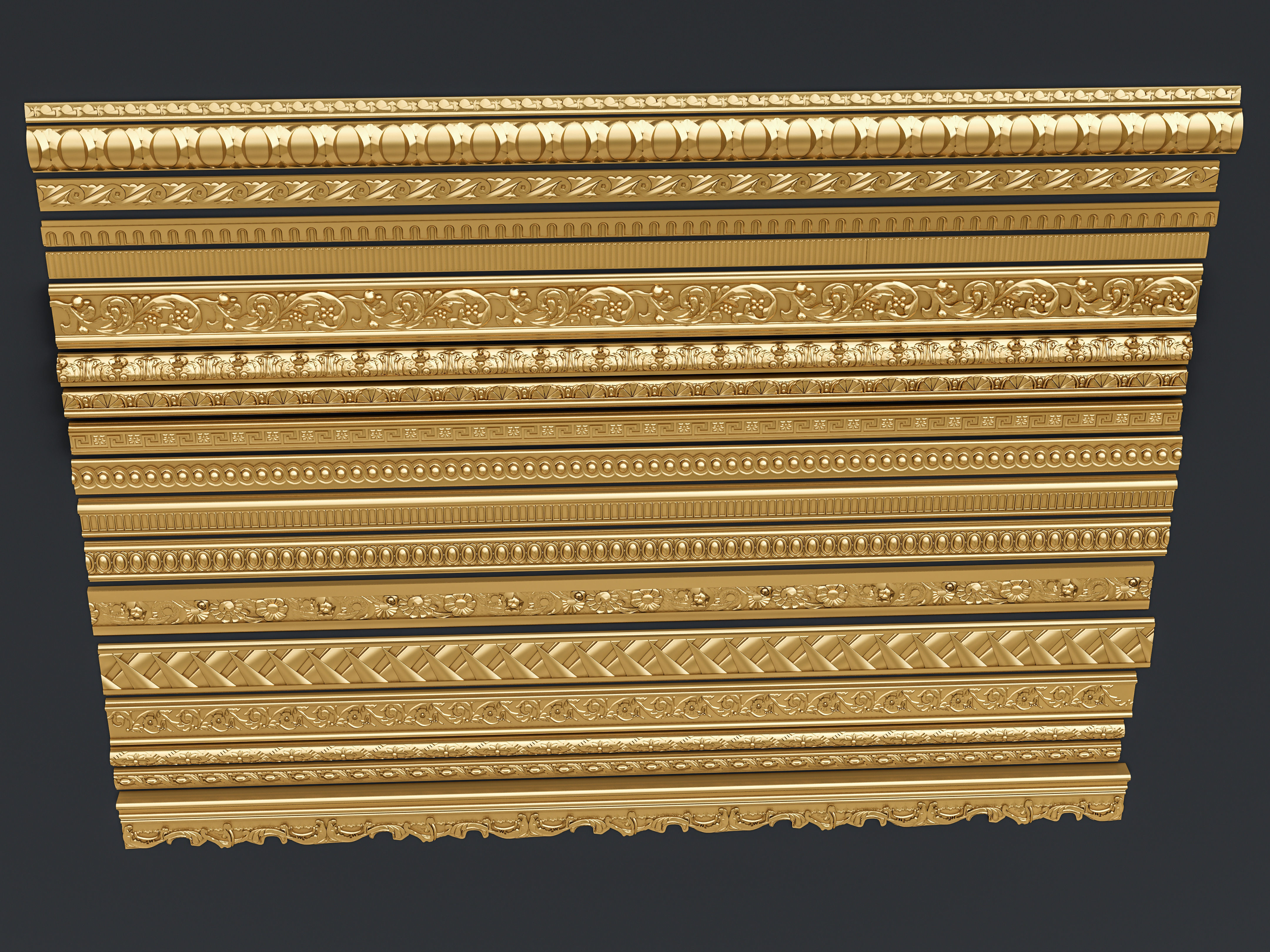 Classic carvings moldings and gypsum cornice 11 3D model_10