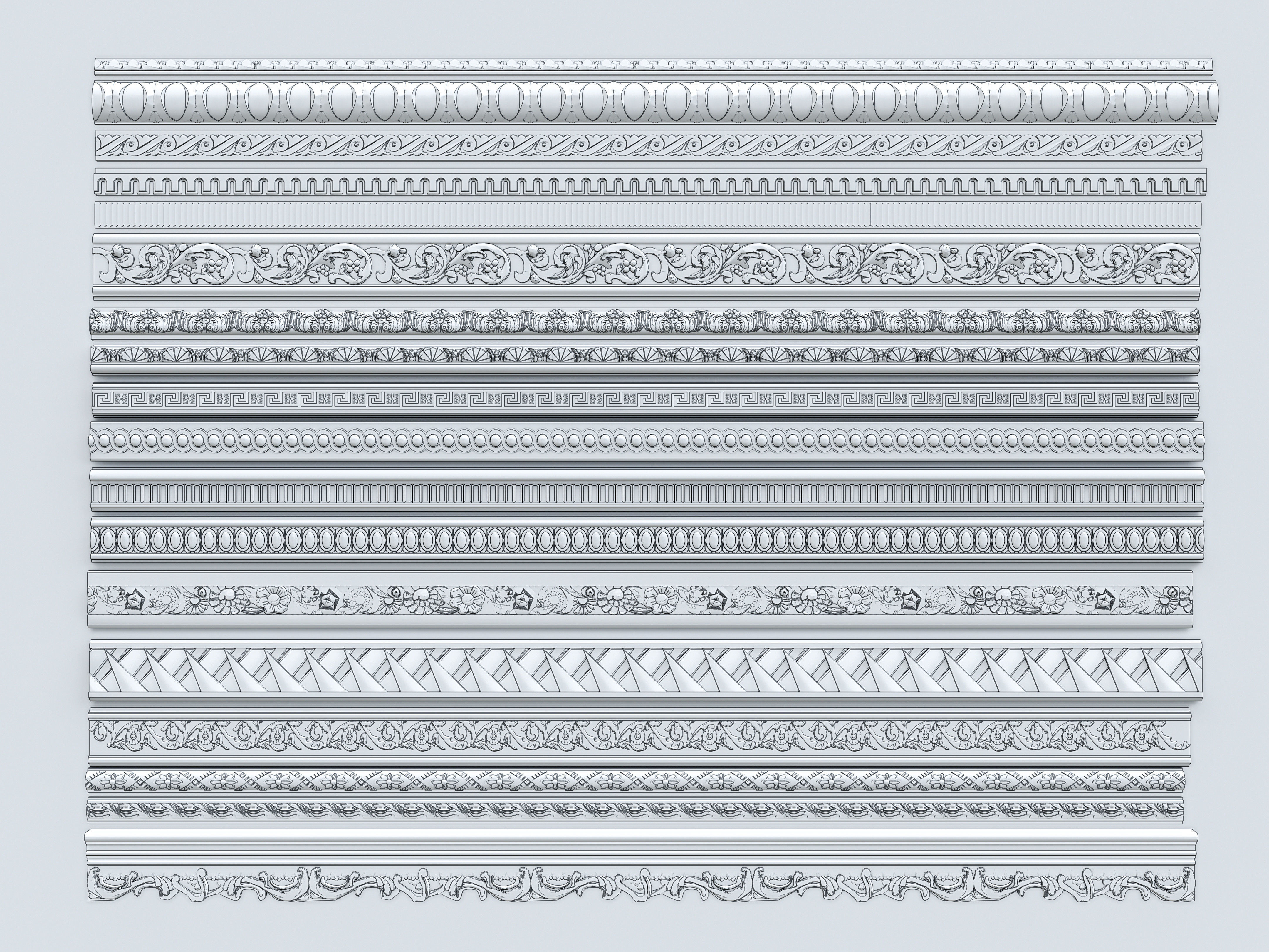 Classic carvings moldings and gypsum cornice 11 3D model_18