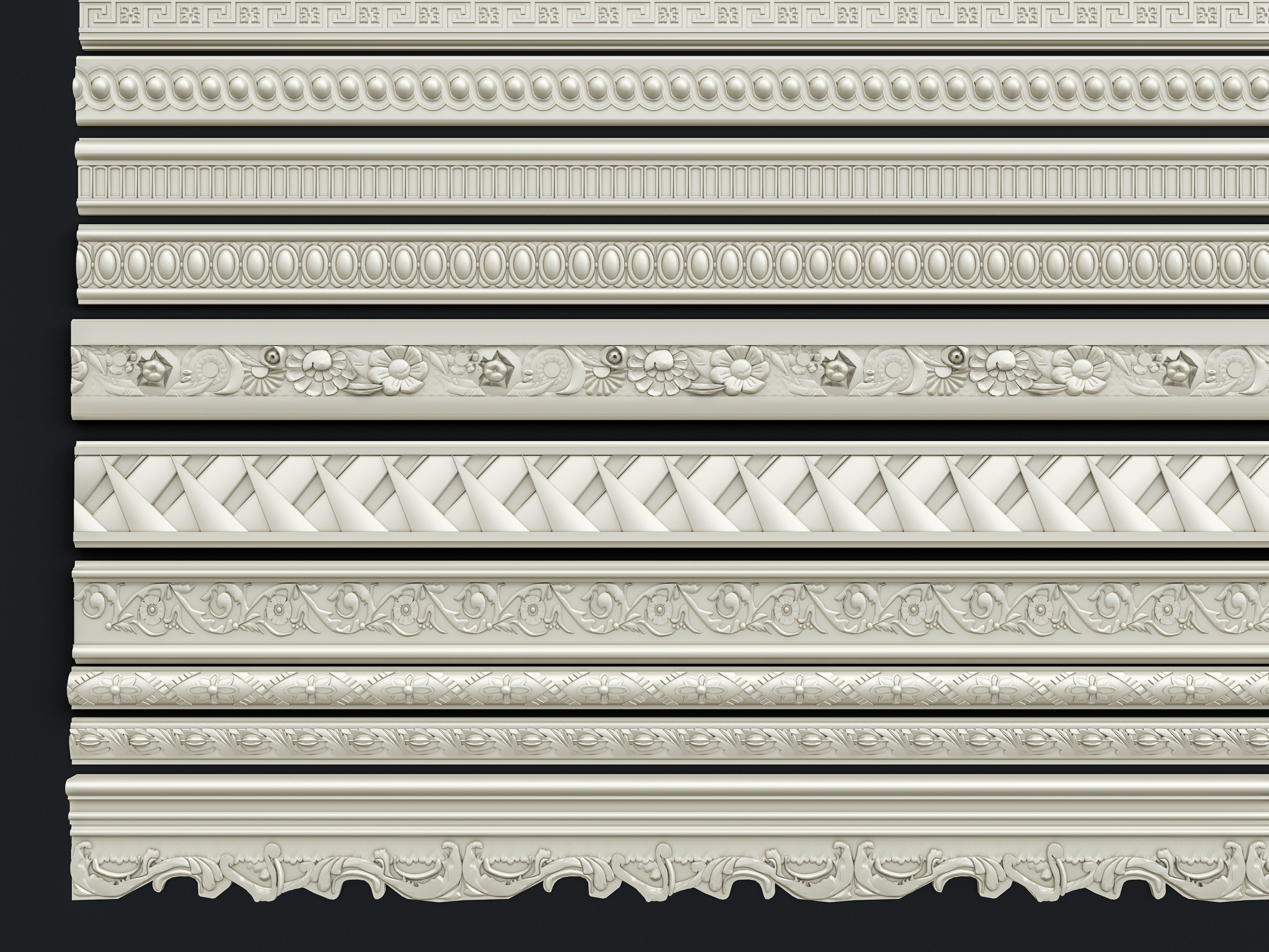 Classic carvings moldings and gypsum cornice 11 3D model_12
