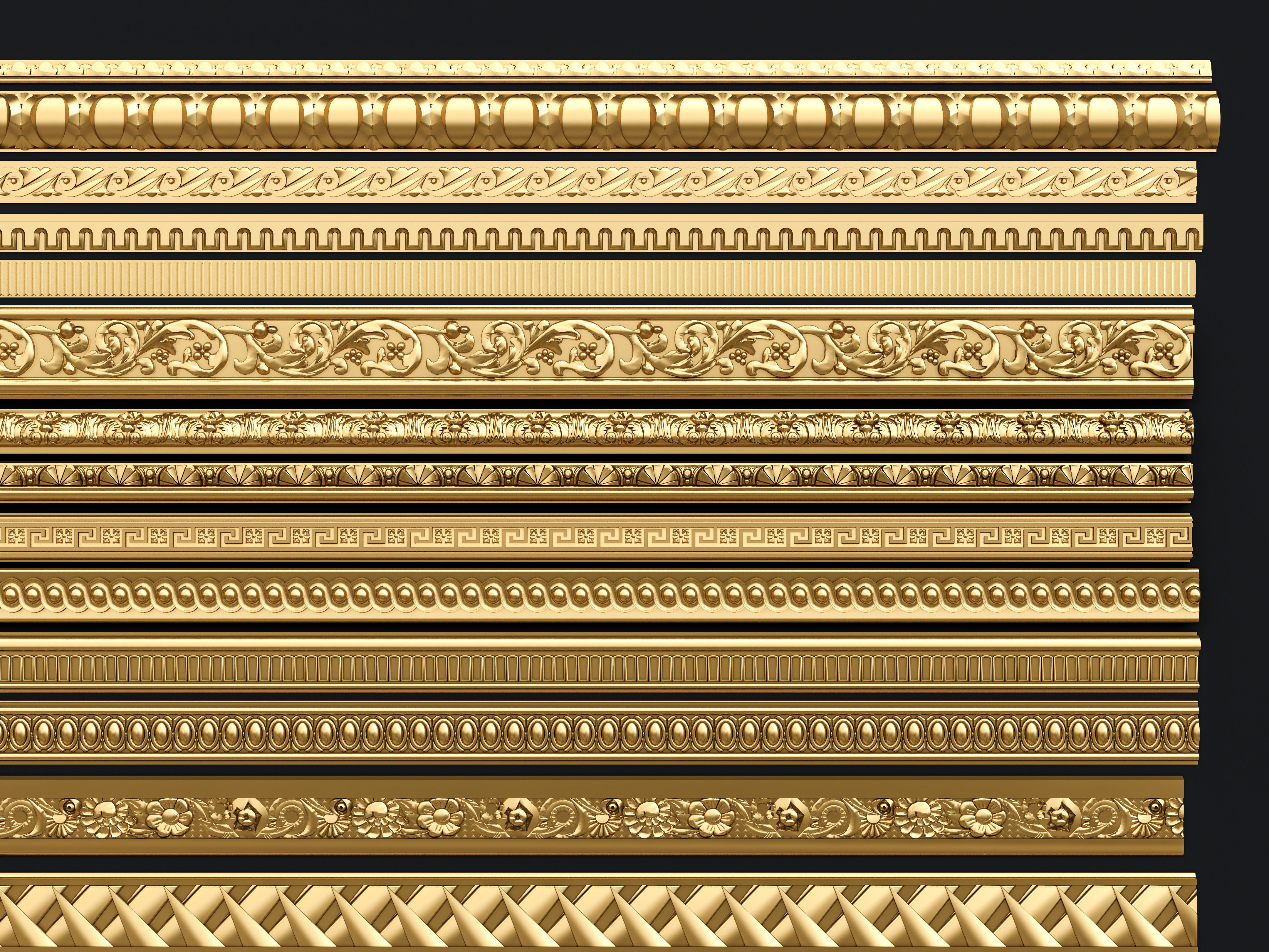 Classic carvings moldings and gypsum cornice 11 3D model_4