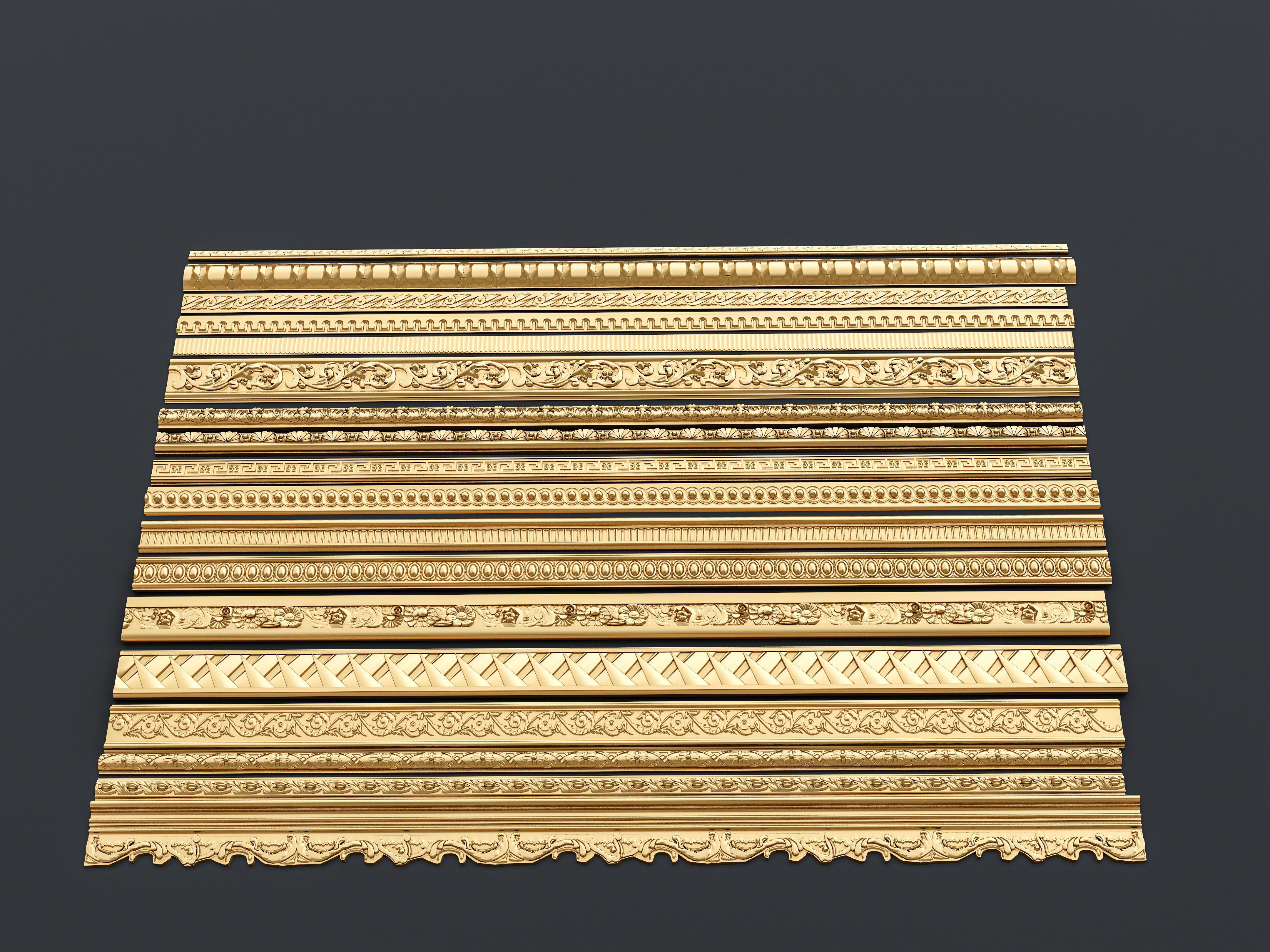 Classic carvings moldings and gypsum cornice 11 3D model_11