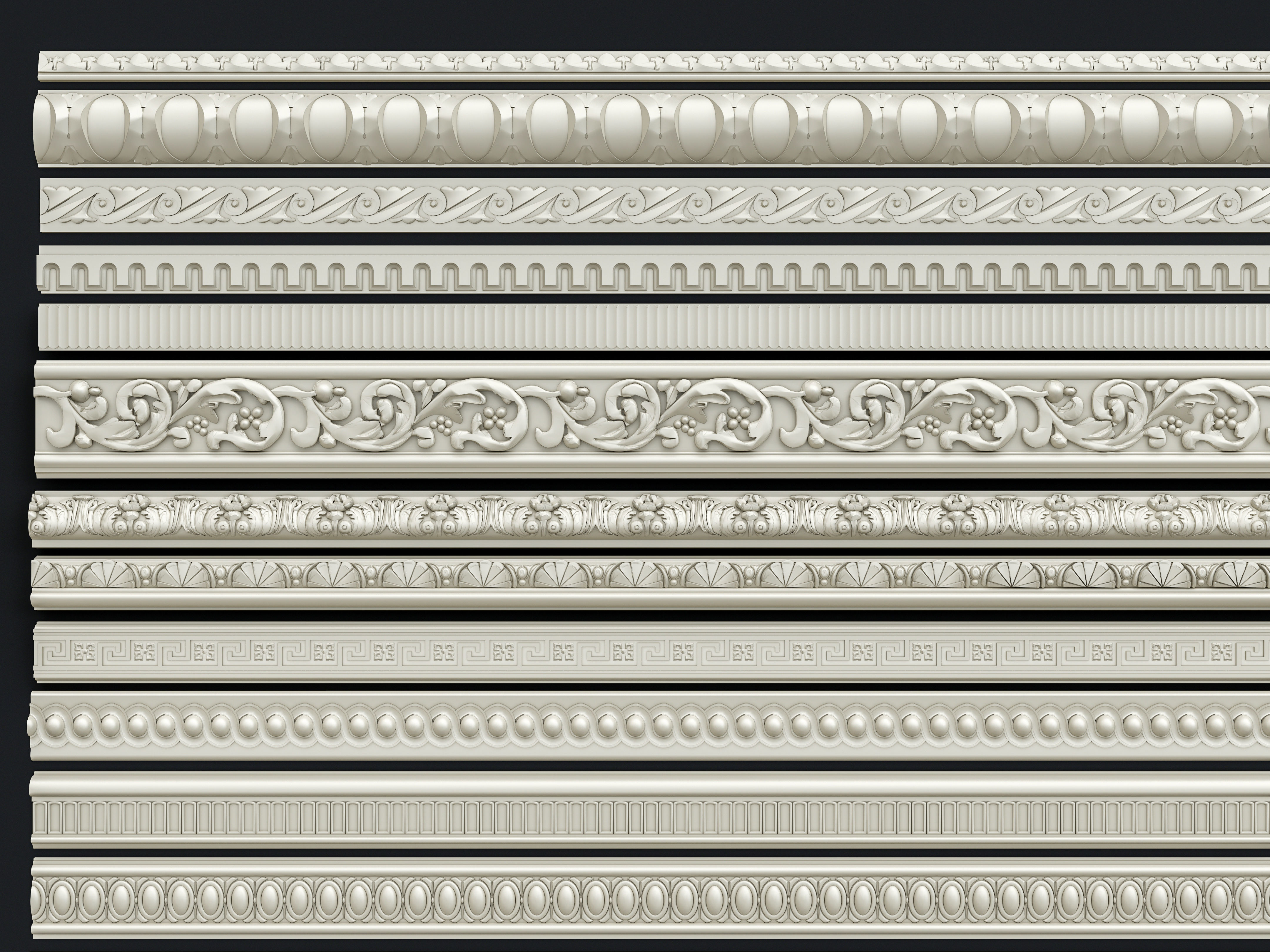 Classic carvings moldings and gypsum cornice 11 3D model_15