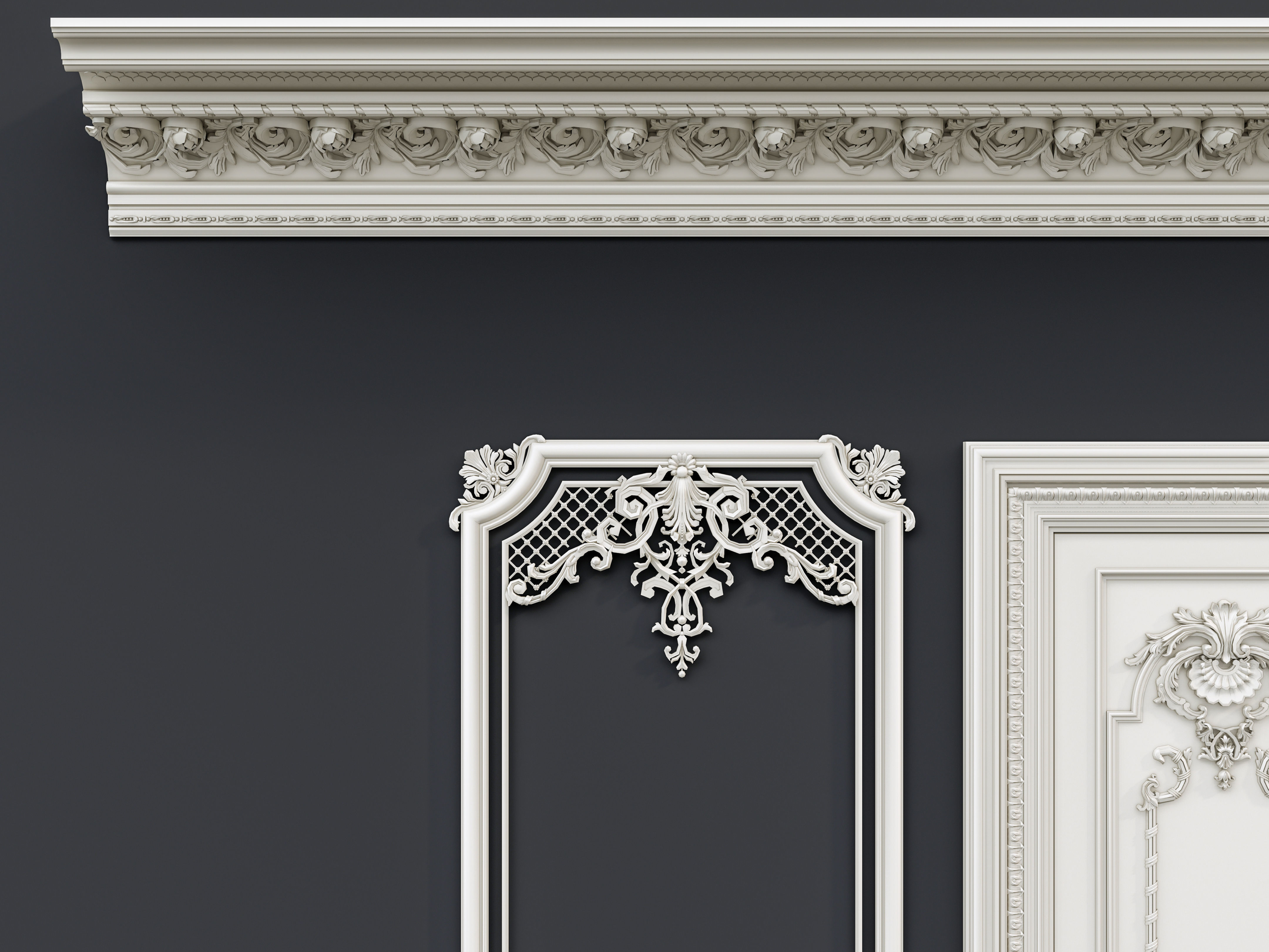 Classic carvings moldings and gypsum cornice 12 3D model_17