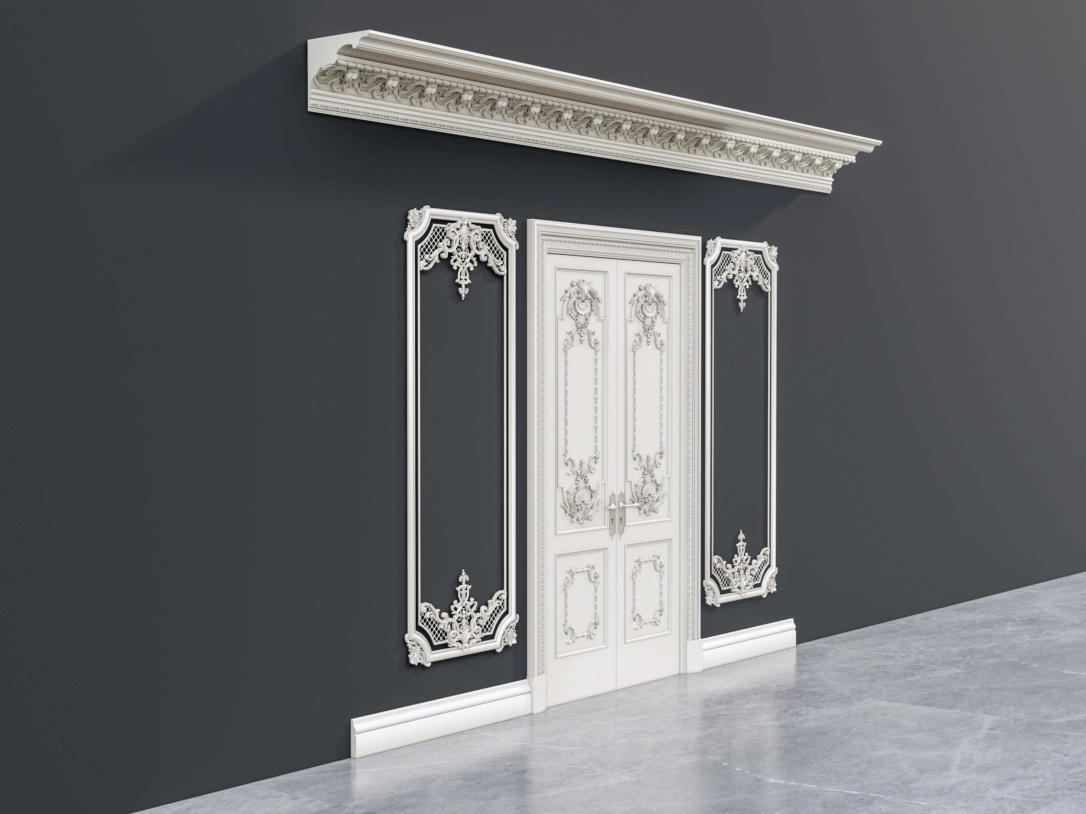 Classic carvings moldings and gypsum cornice 12 3D model_19