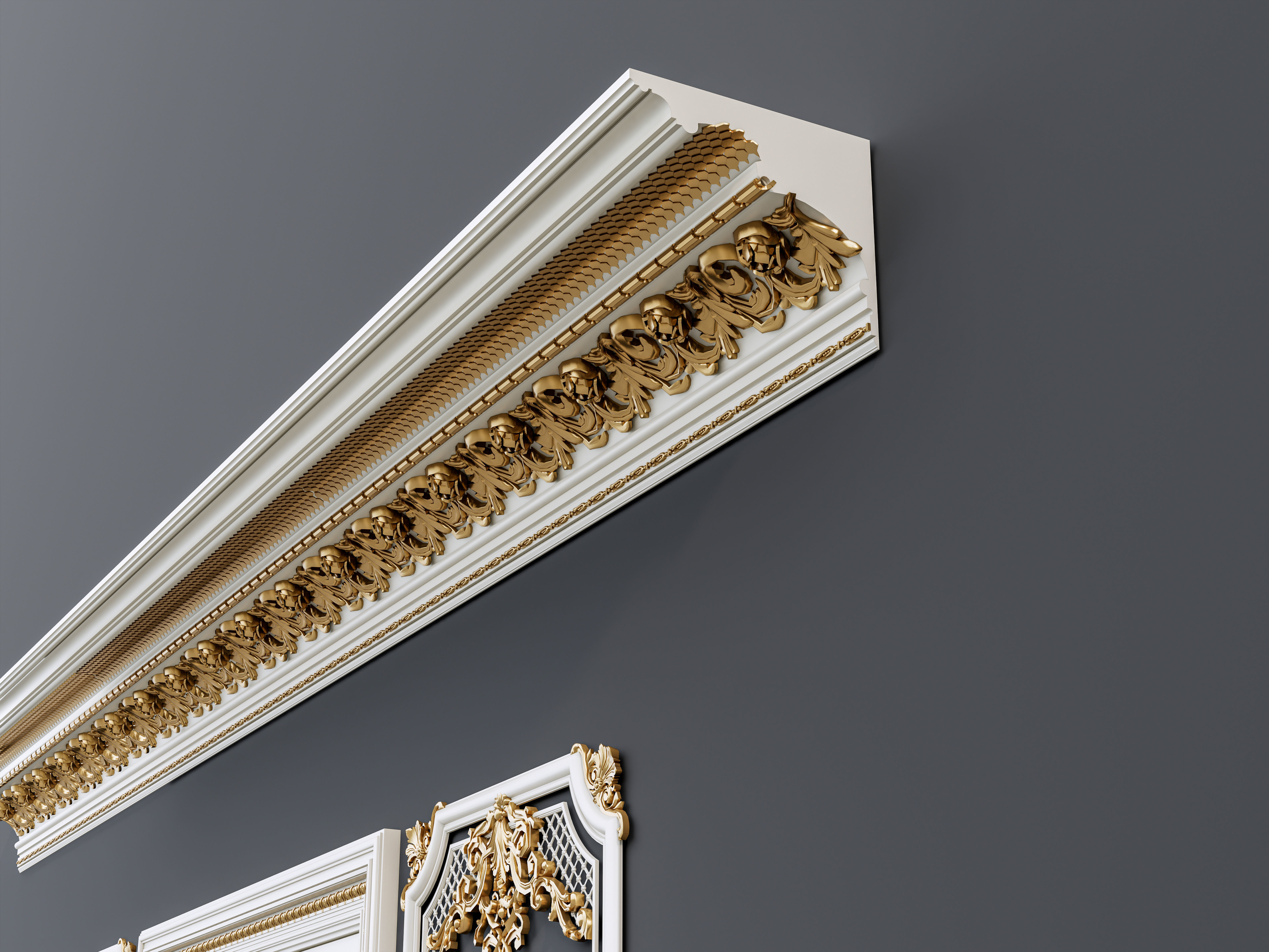 Classic carvings moldings and gypsum cornice 12 3D model_9