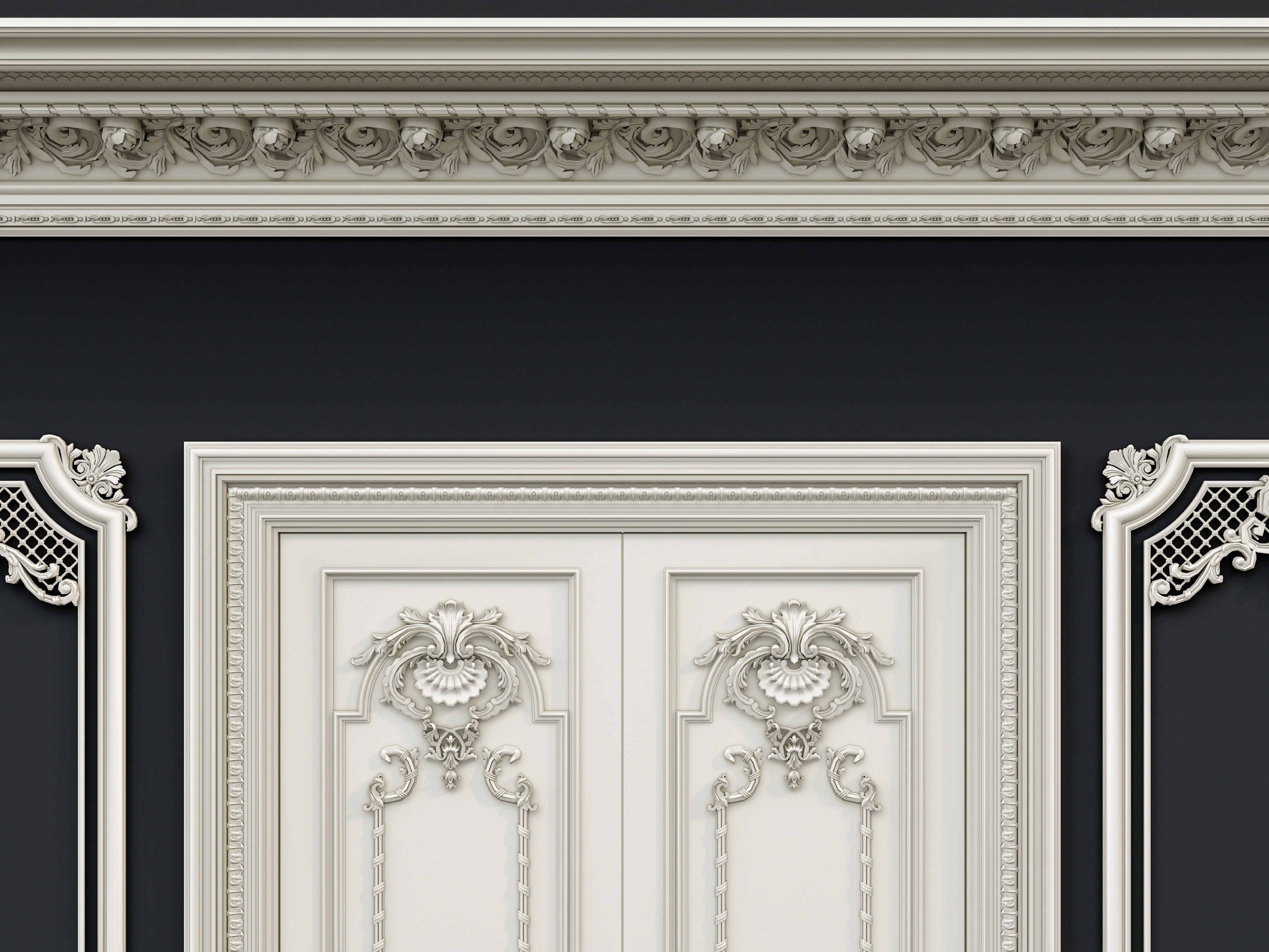 Classic carvings moldings and gypsum cornice 12 3D model_16