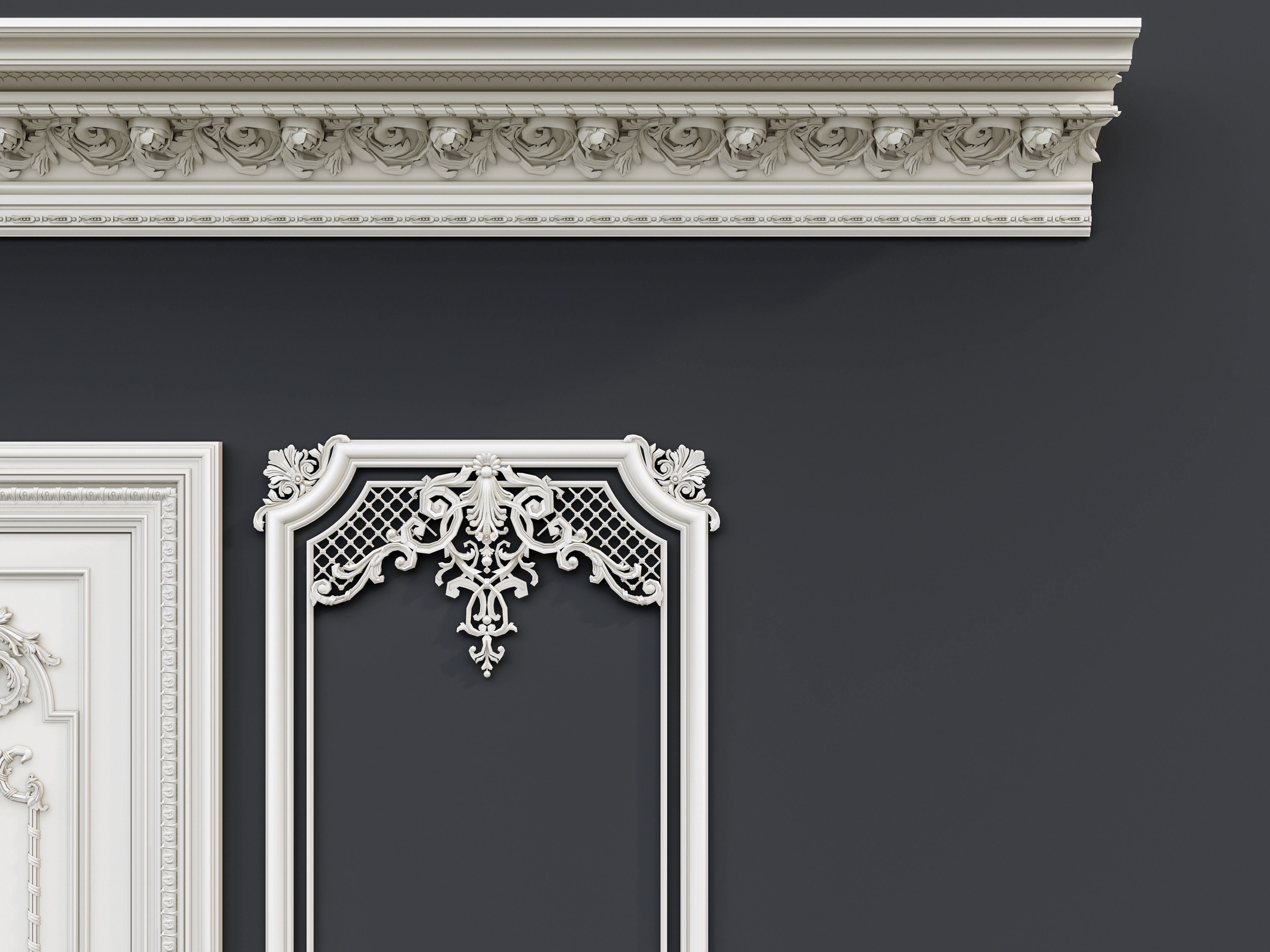 Classic carvings moldings and gypsum cornice 12 3D model_18