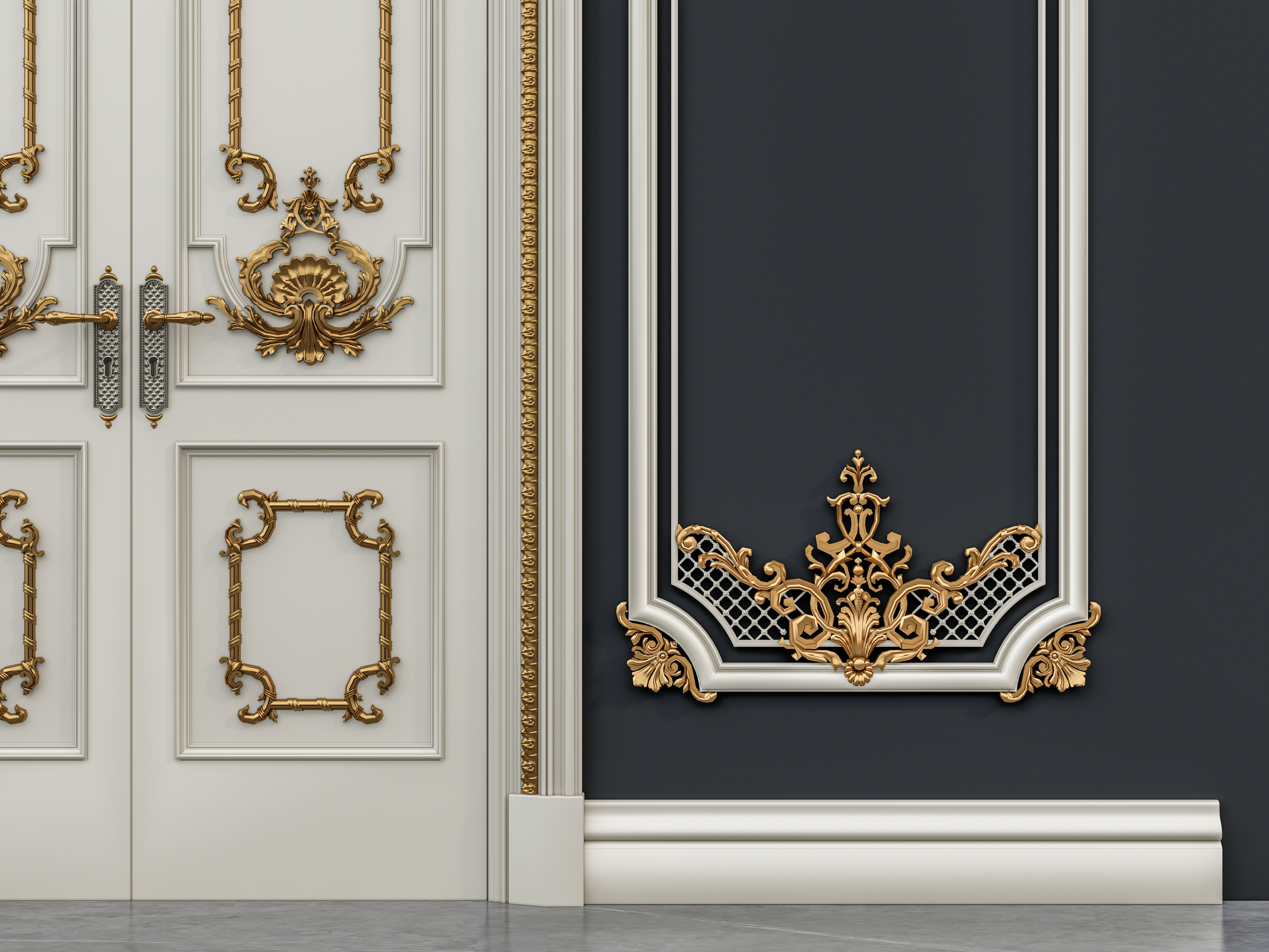 Classic carvings moldings and gypsum cornice 12 3D model_4