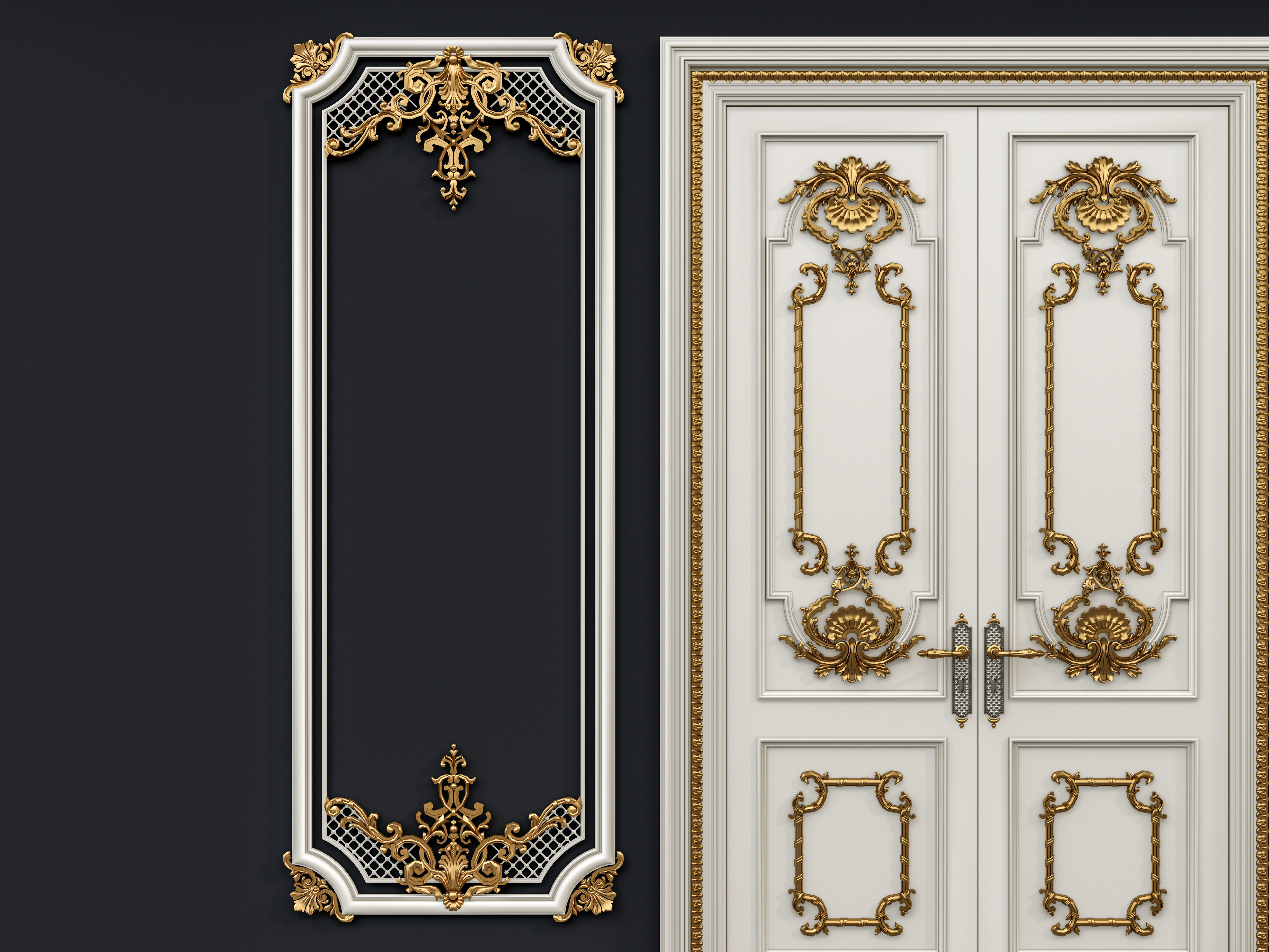 Classic carvings moldings and gypsum cornice 12 3D model_2