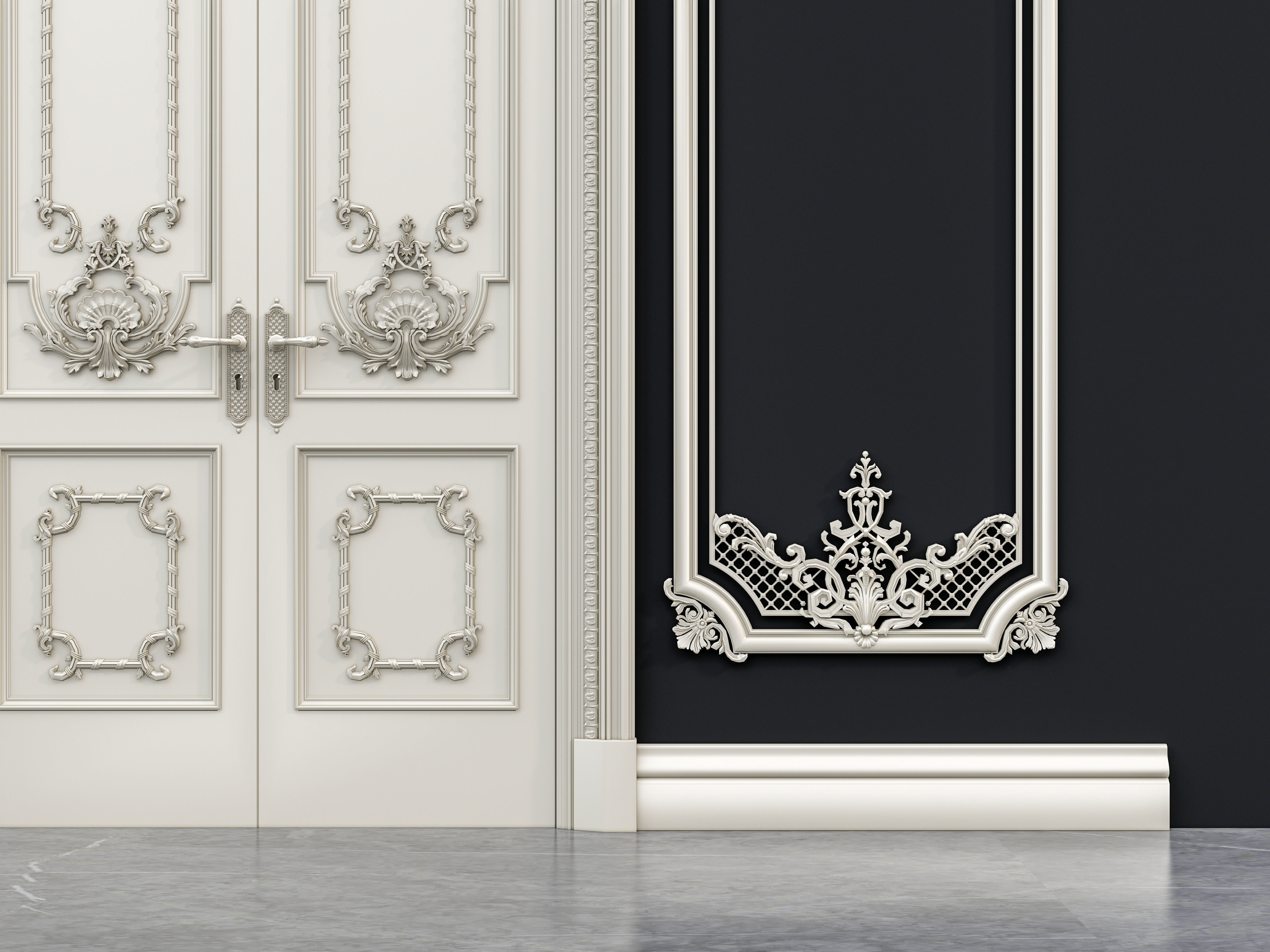 Classic carvings moldings and gypsum cornice 12 3D model_13