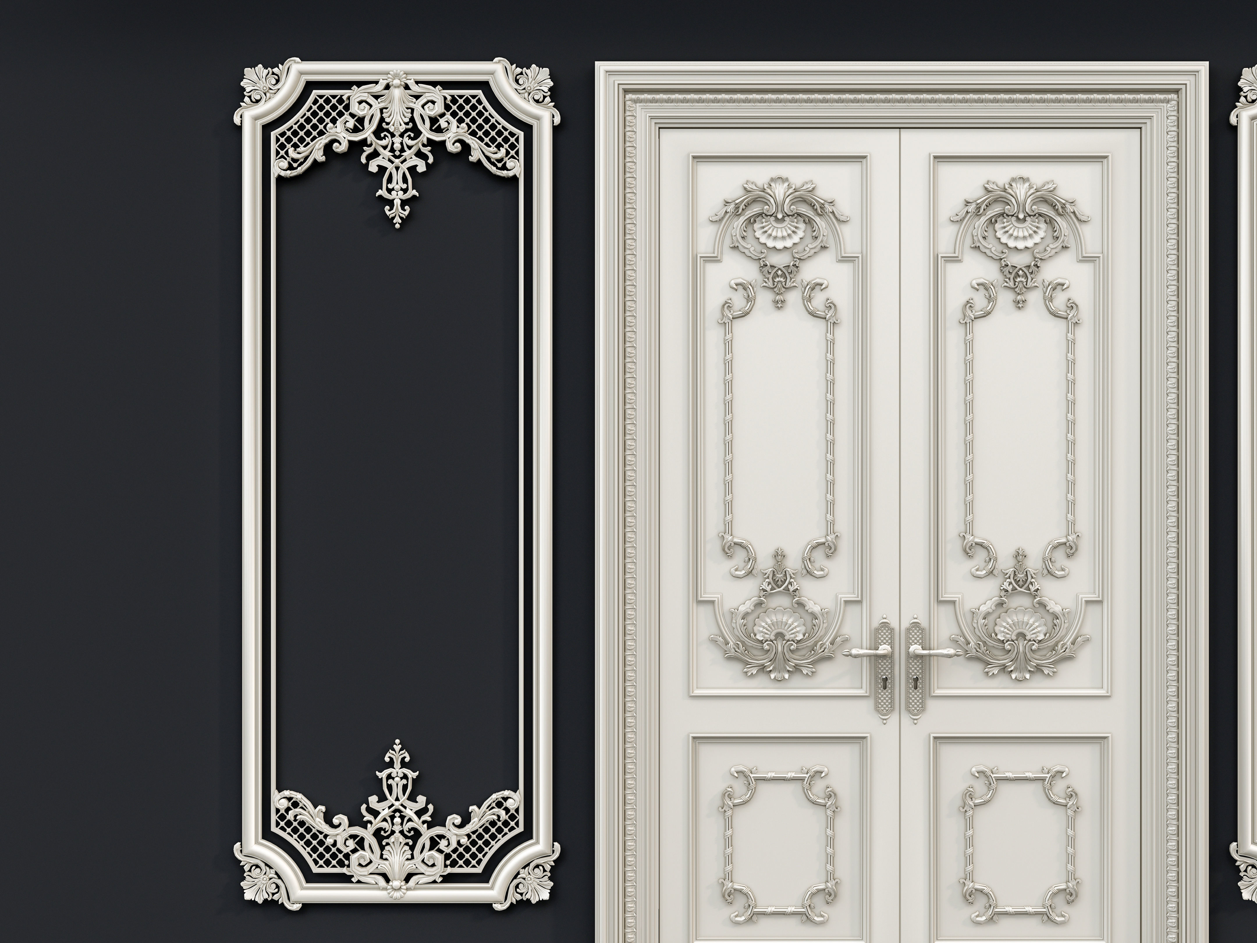 Classic carvings moldings and gypsum cornice 12 3D model_11