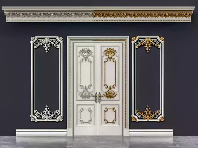 Classic carvings moldings and gypsum cornice 12 3D model