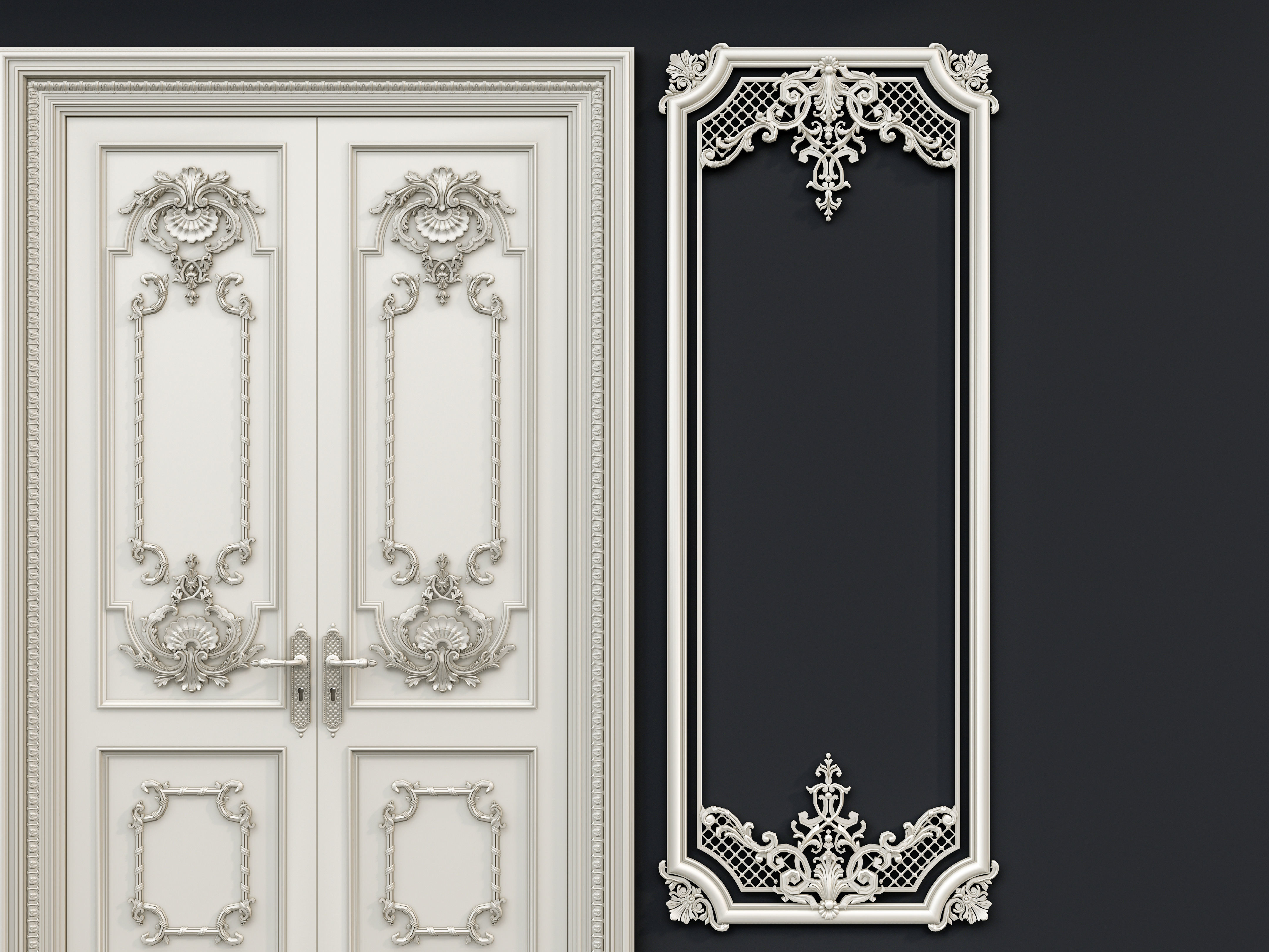 Classic carvings moldings and gypsum cornice 12 3D model_12
