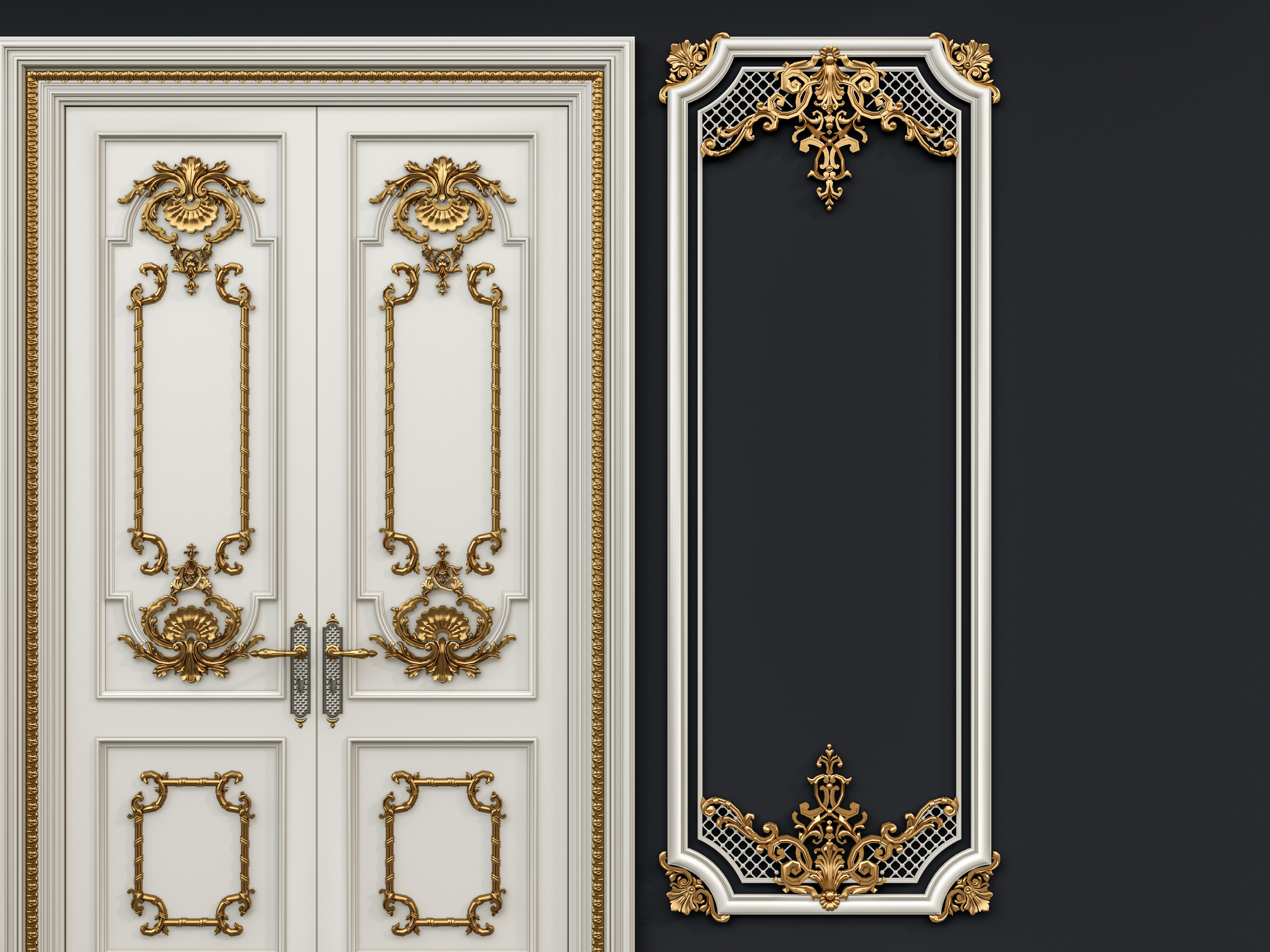 Classic carvings moldings and gypsum cornice 12 3D model_3