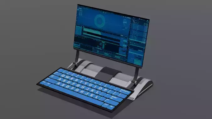 Professional 3D Sci-Fi Laptop Model