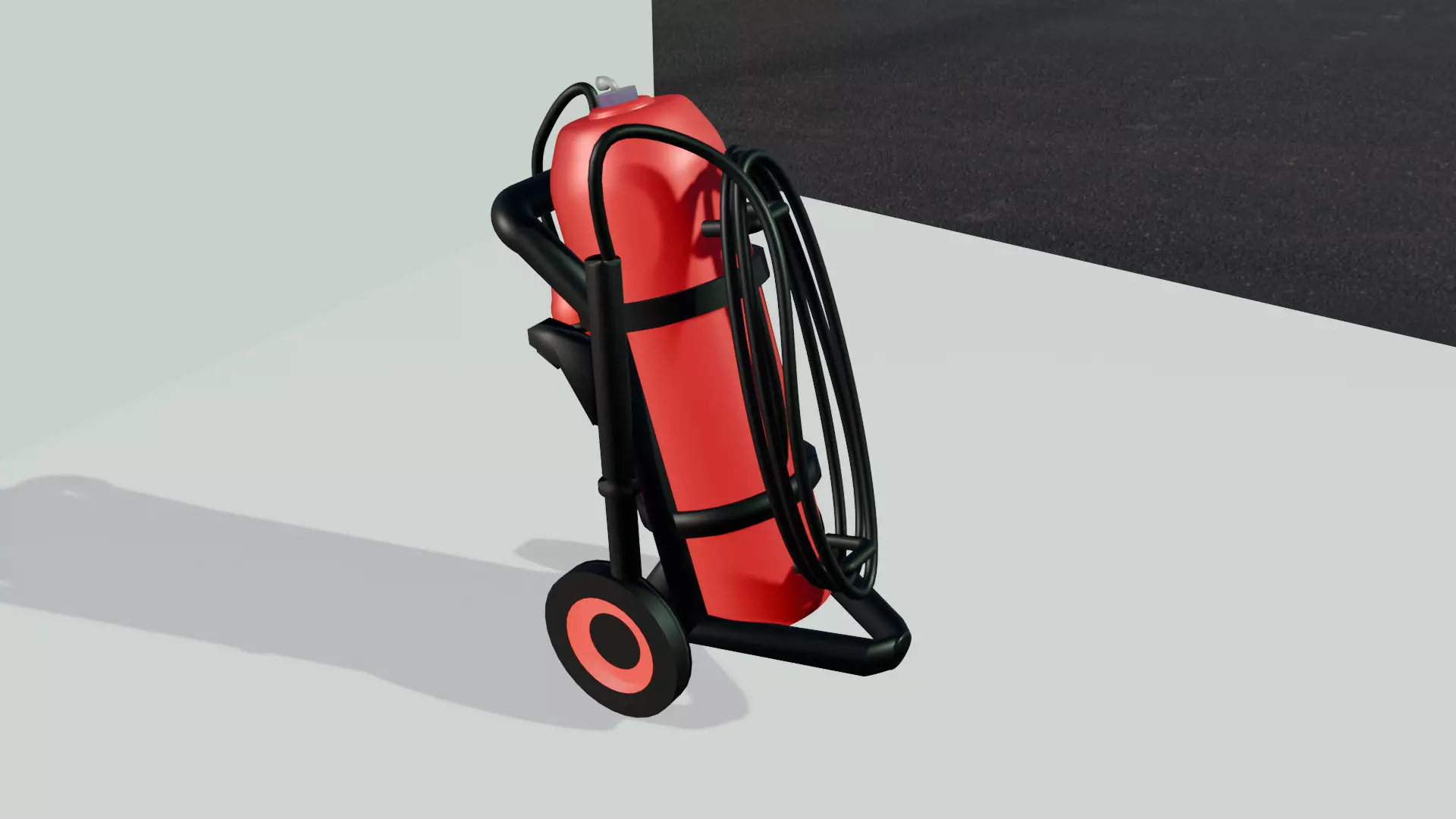 trolley fire extinguisher Low-poly 3D model_0