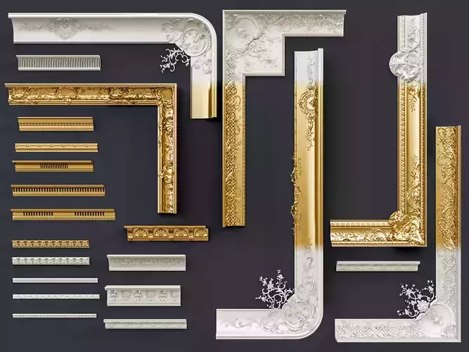 Classic carvings moldings and gypsum cornice 14 3D model