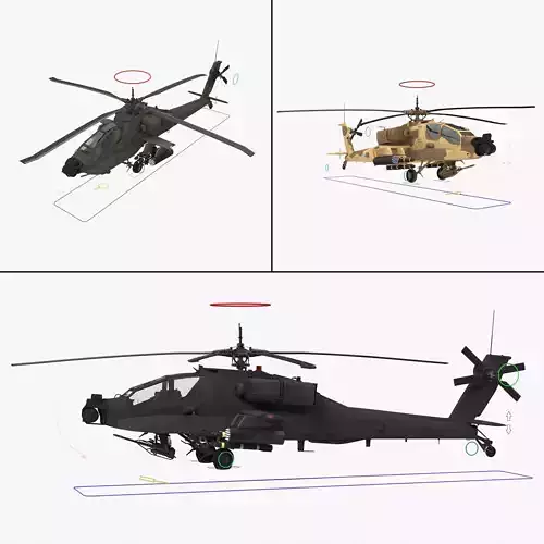 AH64A Apache Helicopter Rigged Collection 