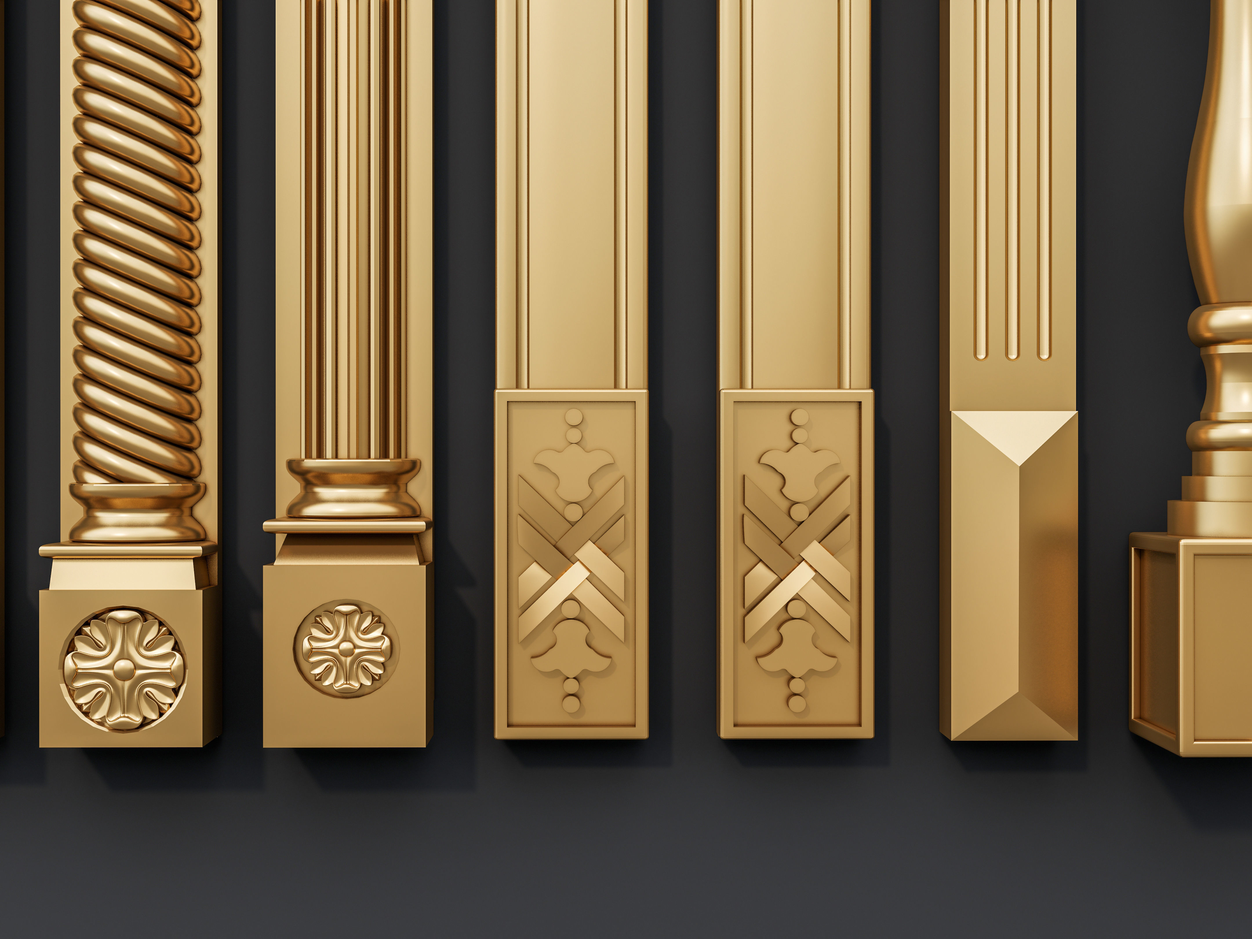 Classic columns carvings and gypsum cornice 15 3D model_9