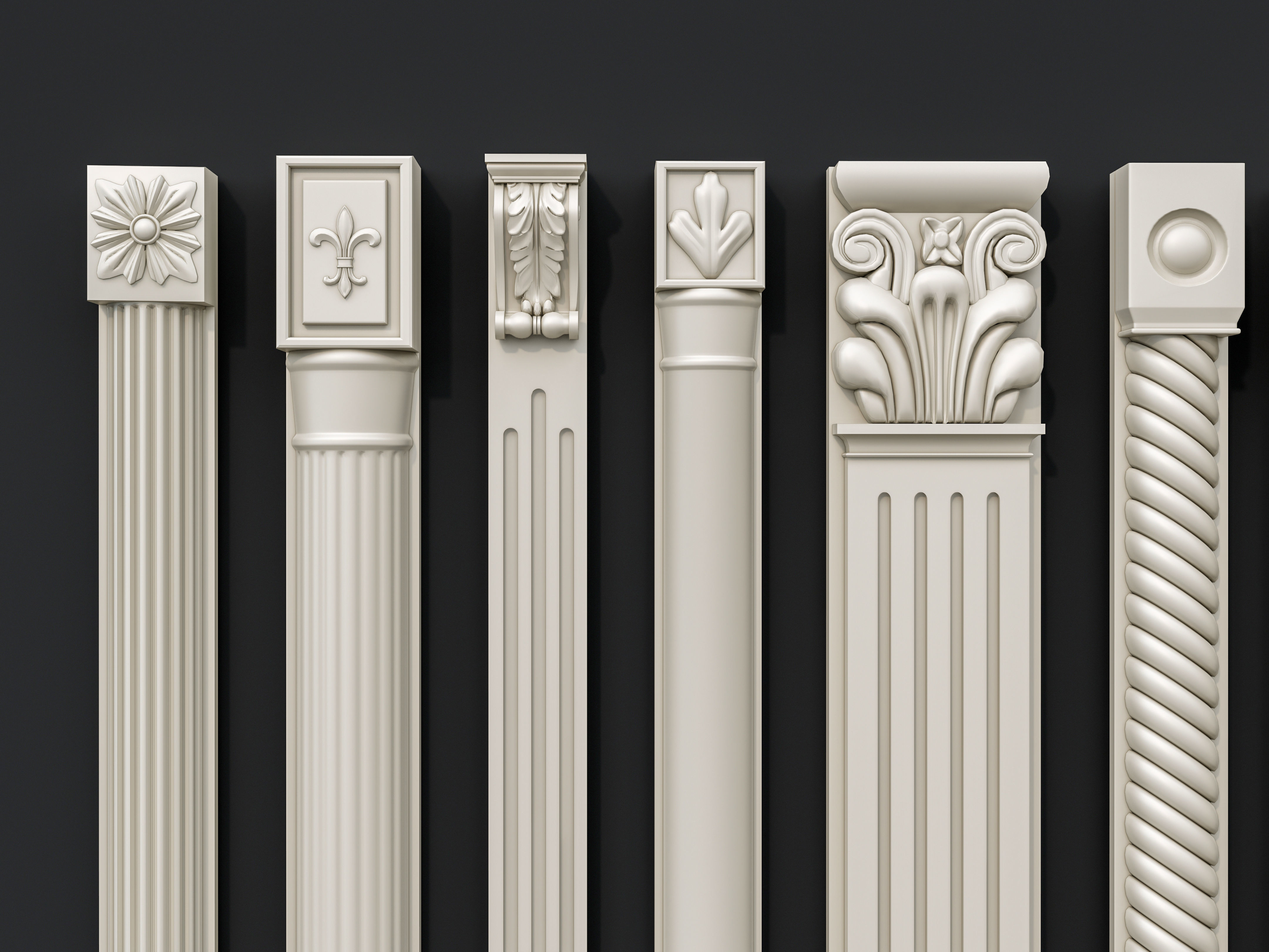 Classic columns carvings and gypsum cornice 15 3D model_16