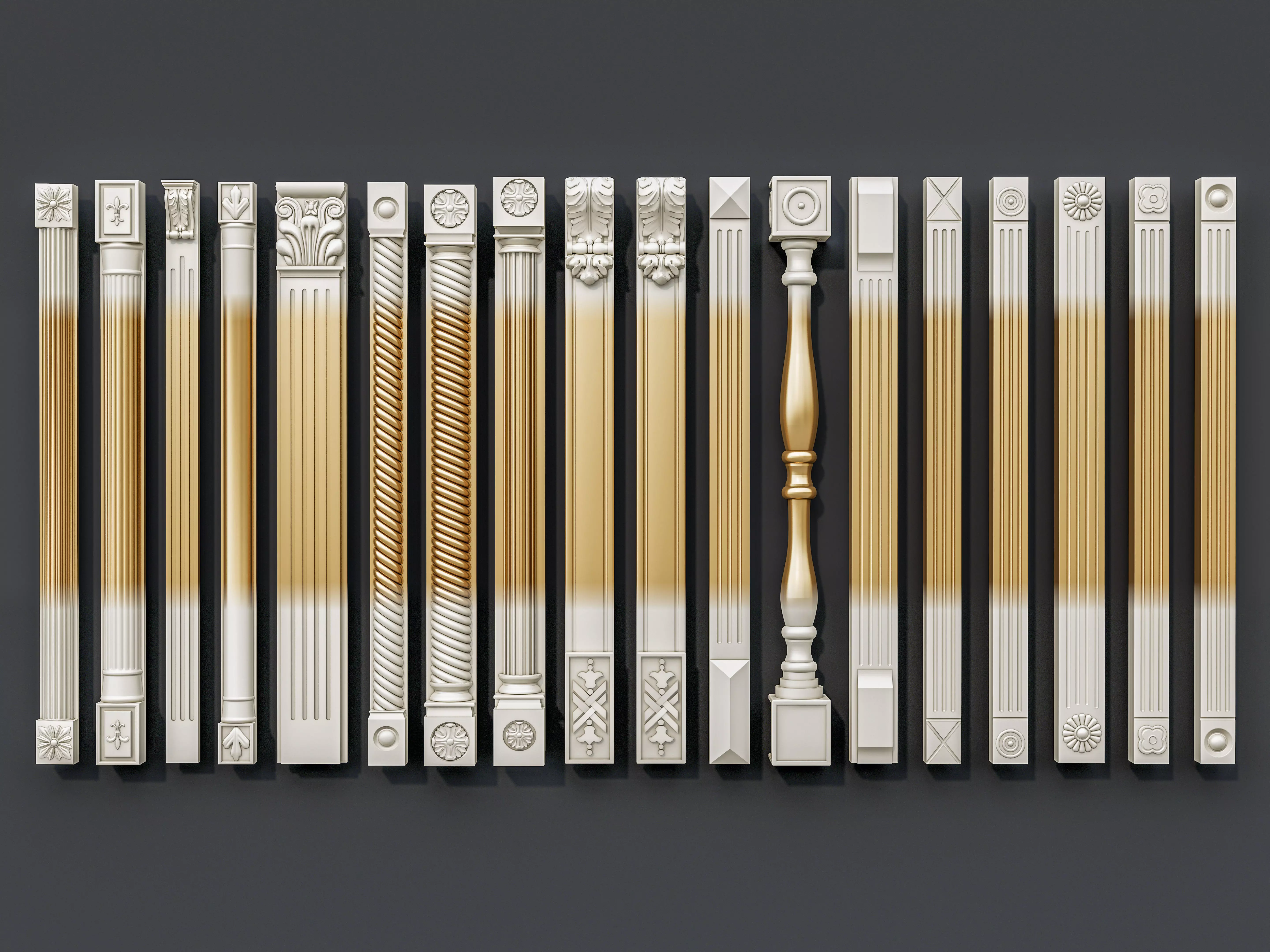 Classic columns carvings and gypsum cornice 15 3D model_0