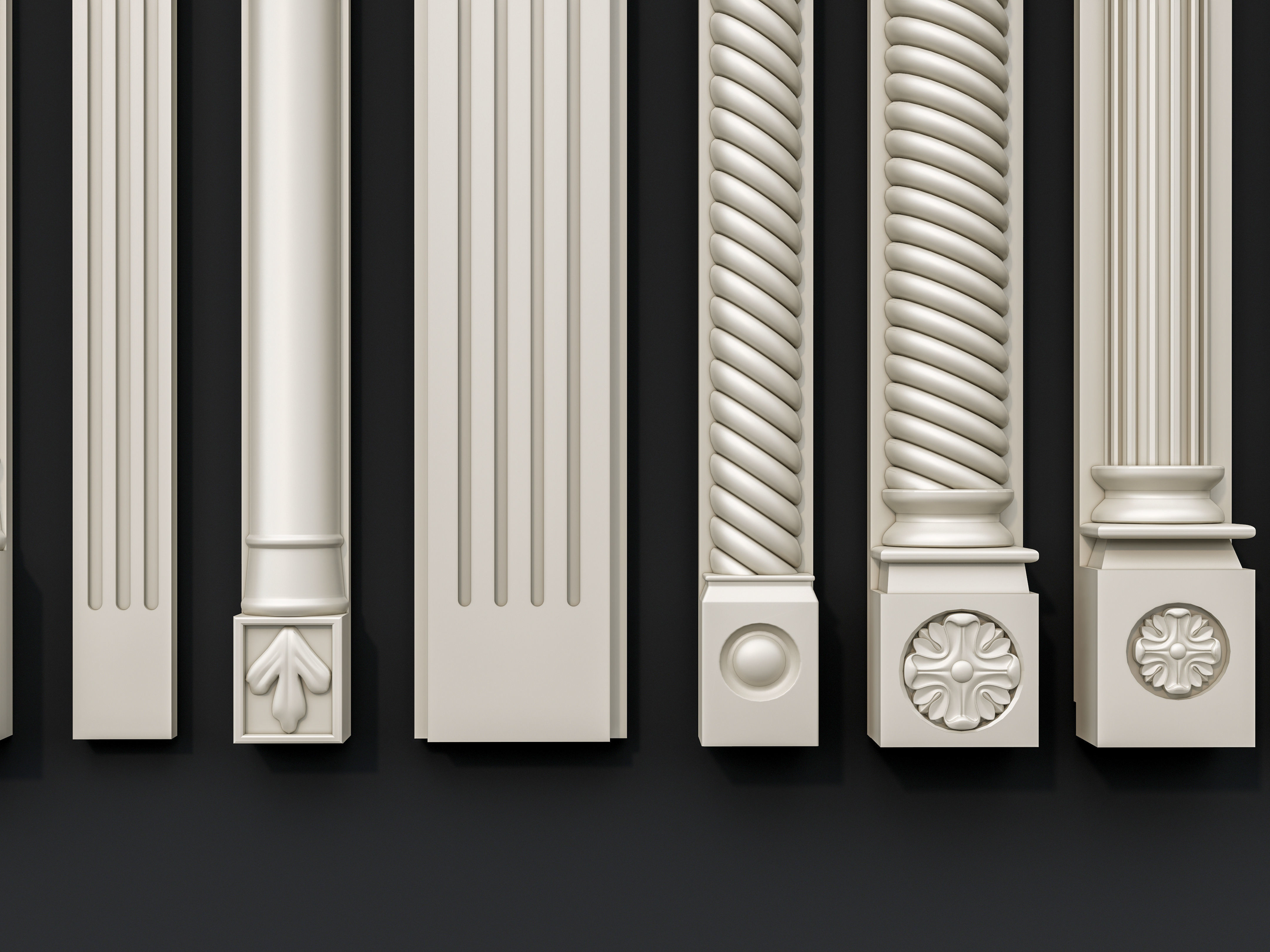 Classic columns carvings and gypsum cornice 15 3D model_14