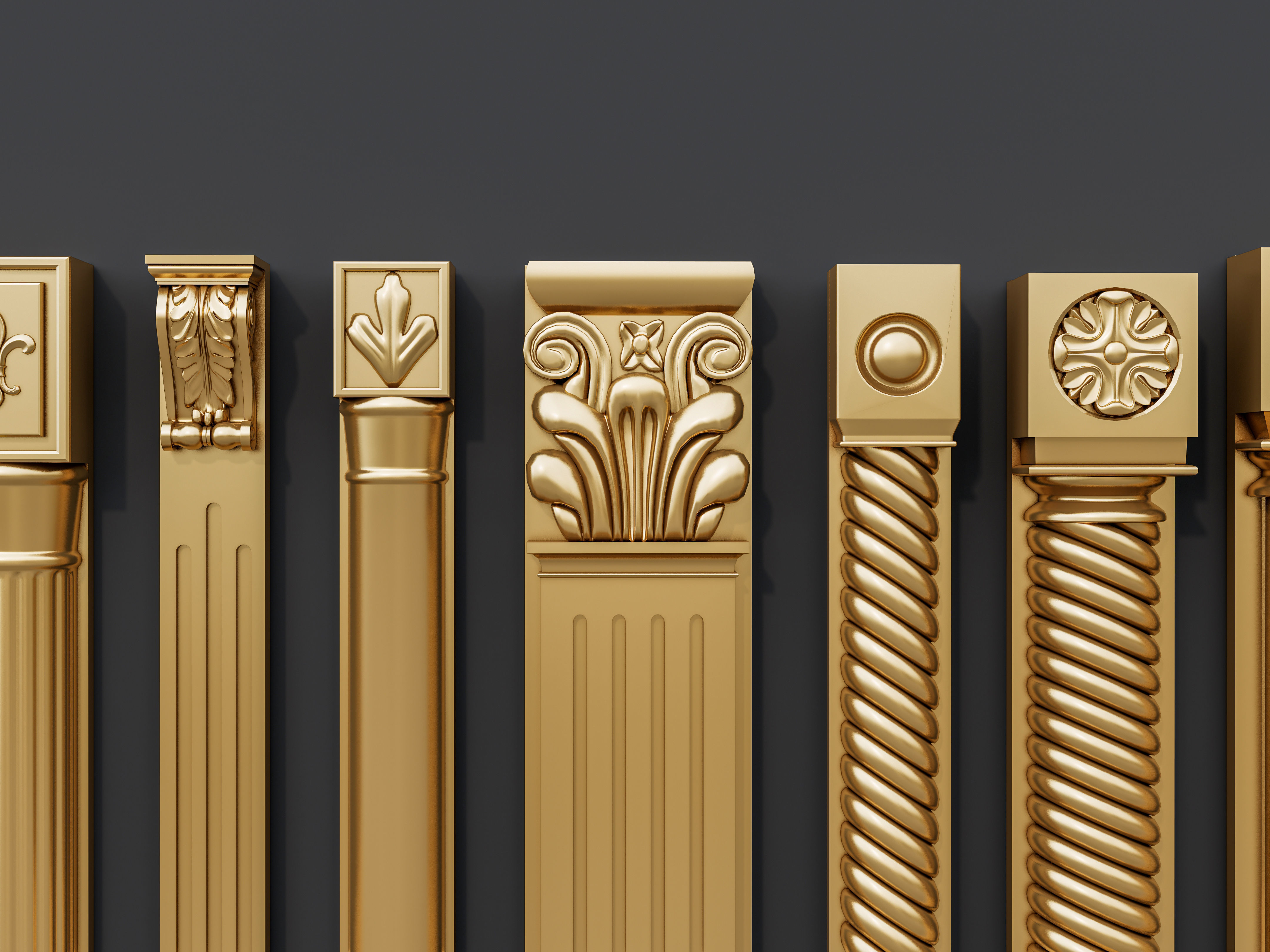 Classic columns carvings and gypsum cornice 15 3D model_6
