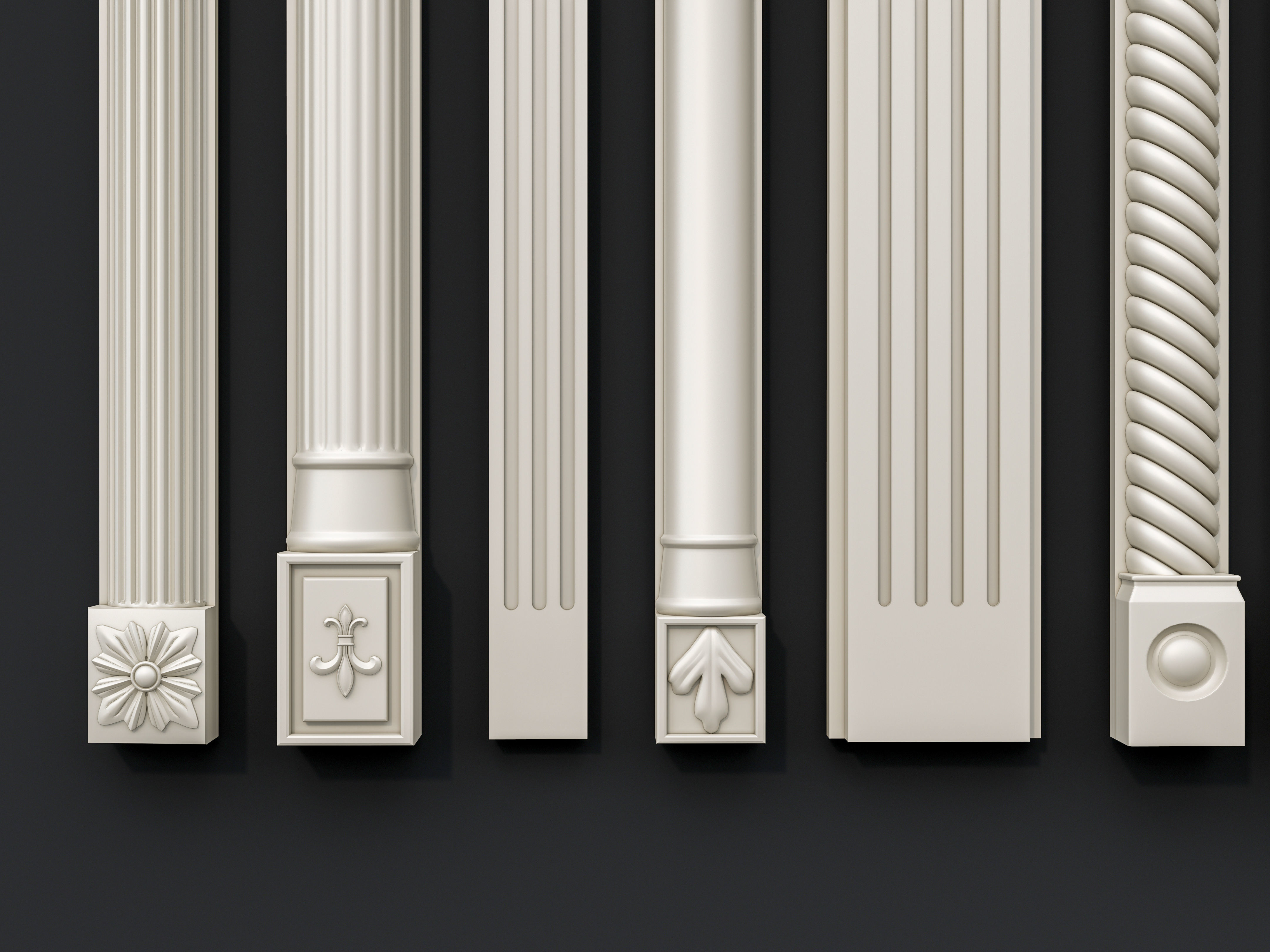 Classic columns carvings and gypsum cornice 15 3D model_15