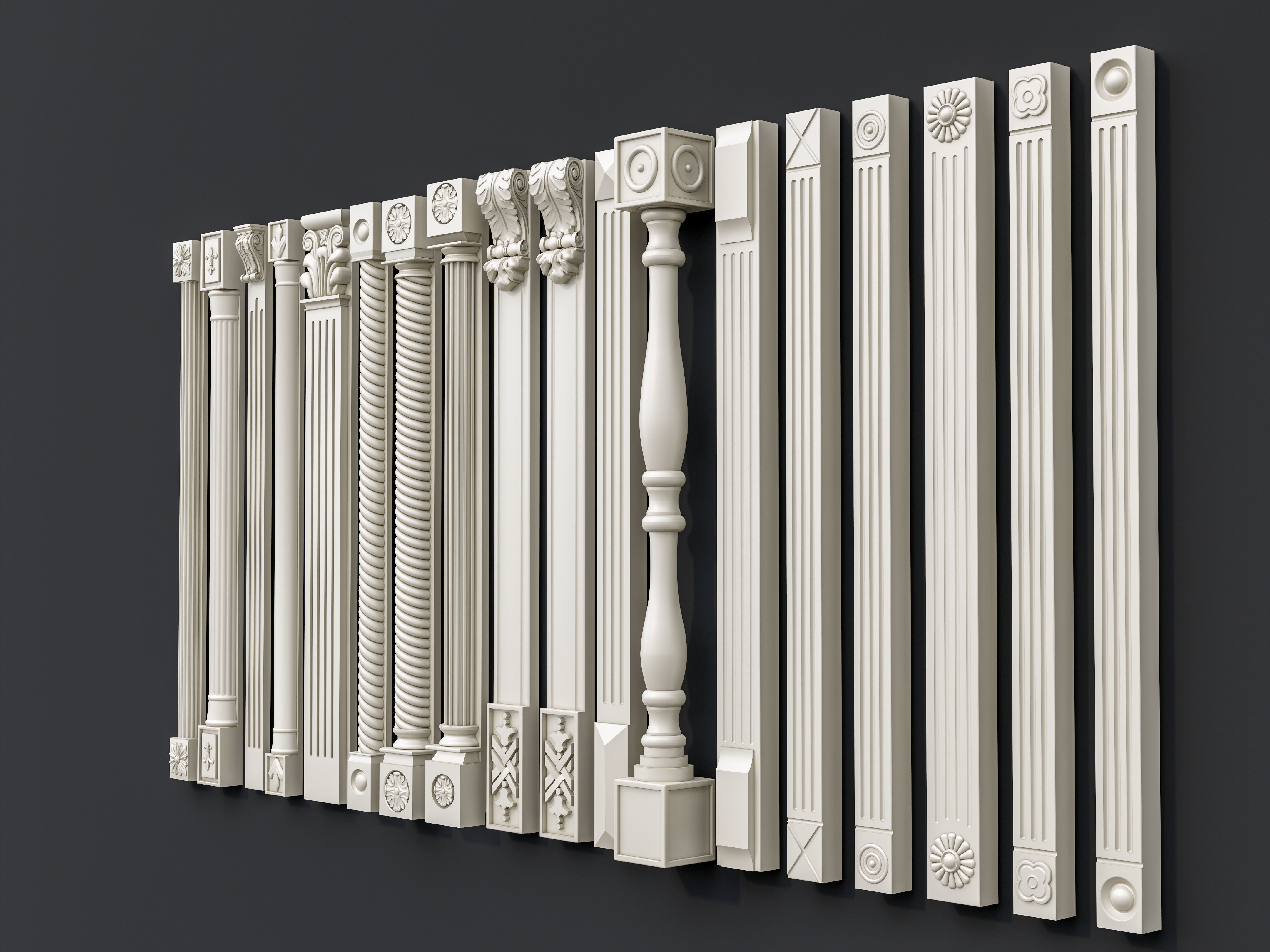 Classic columns carvings and gypsum cornice 15 3D model_20