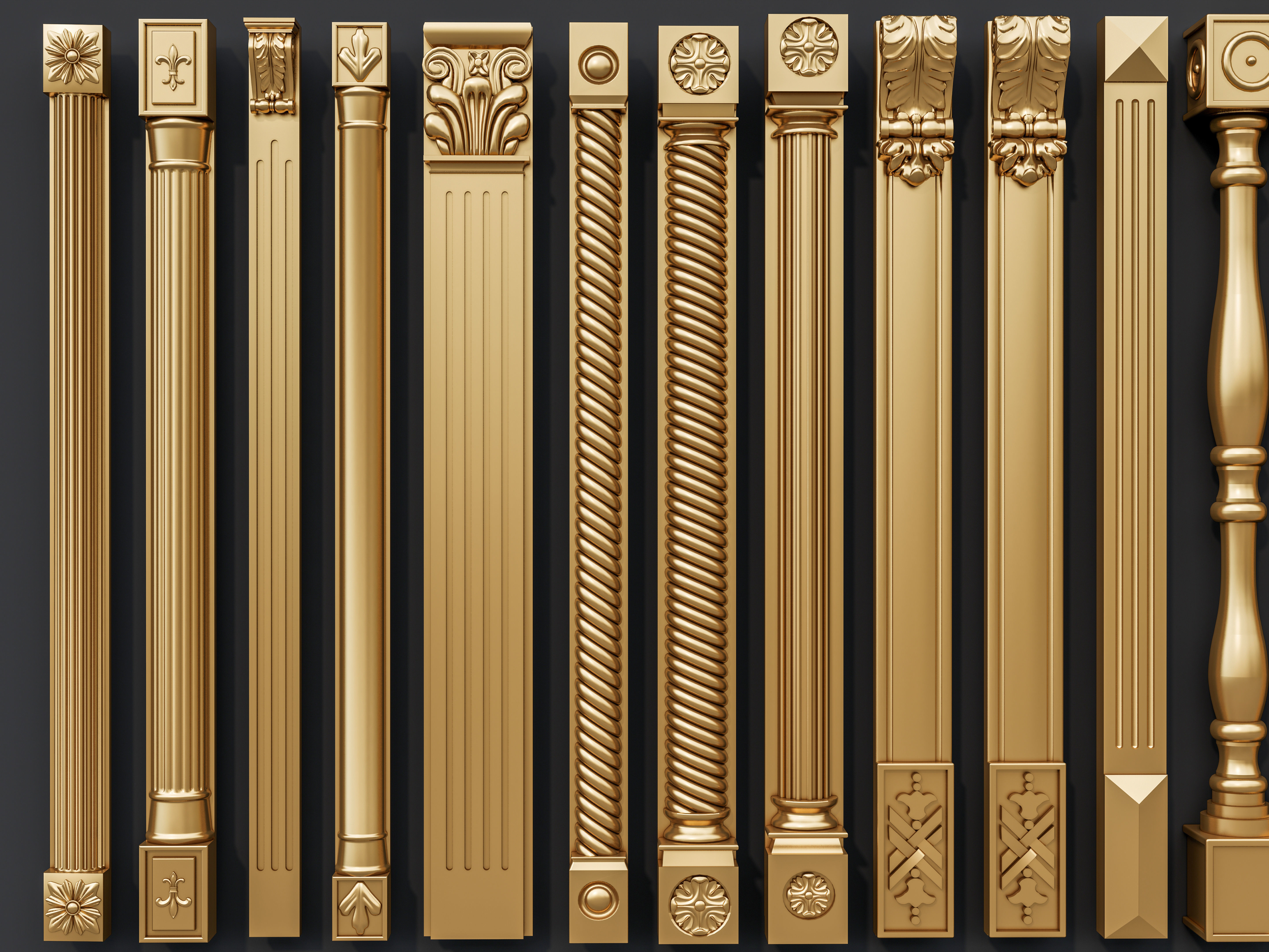 Classic columns carvings and gypsum cornice 15 3D model_2