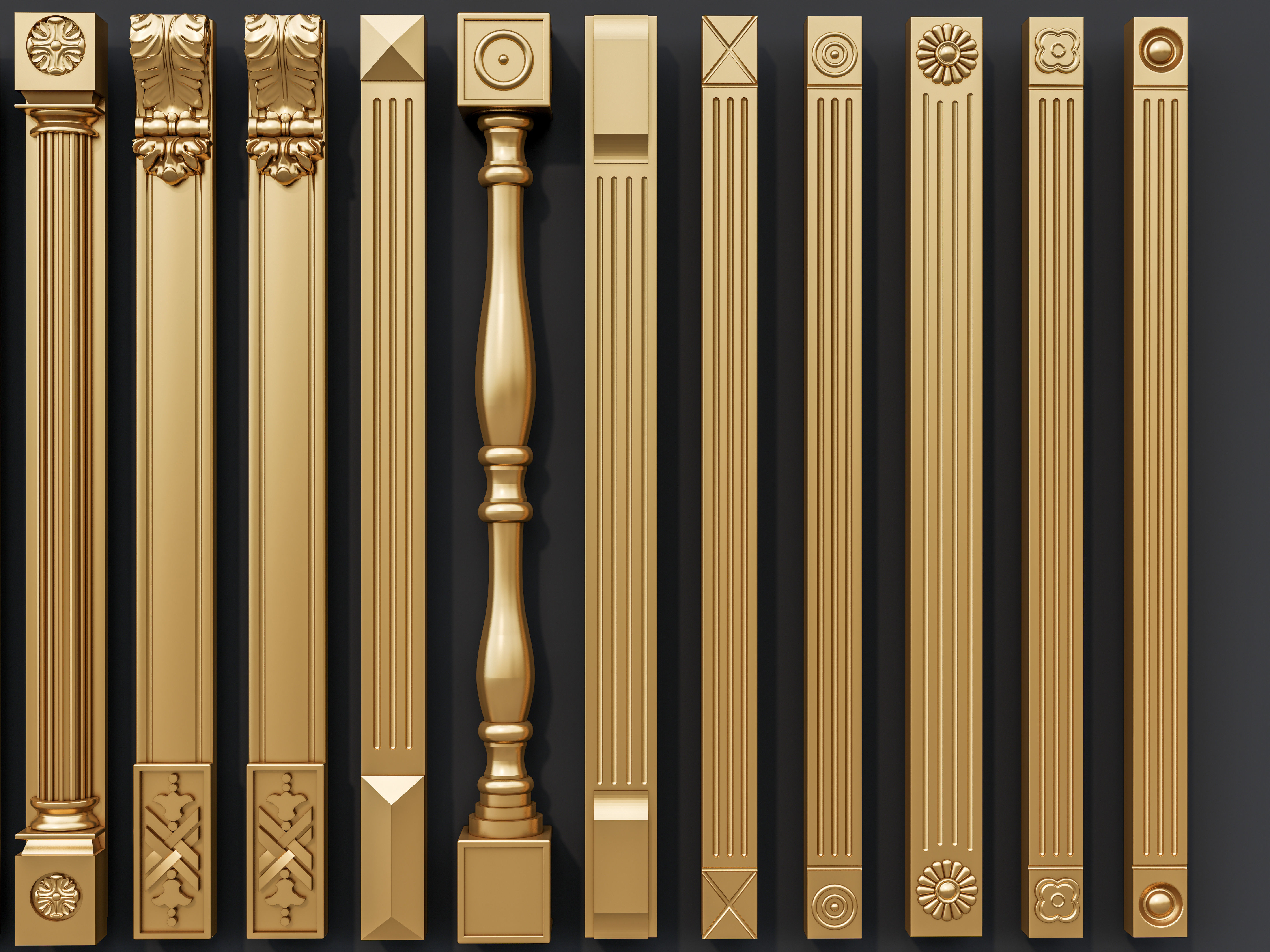 Classic columns carvings and gypsum cornice 15 3D model_3