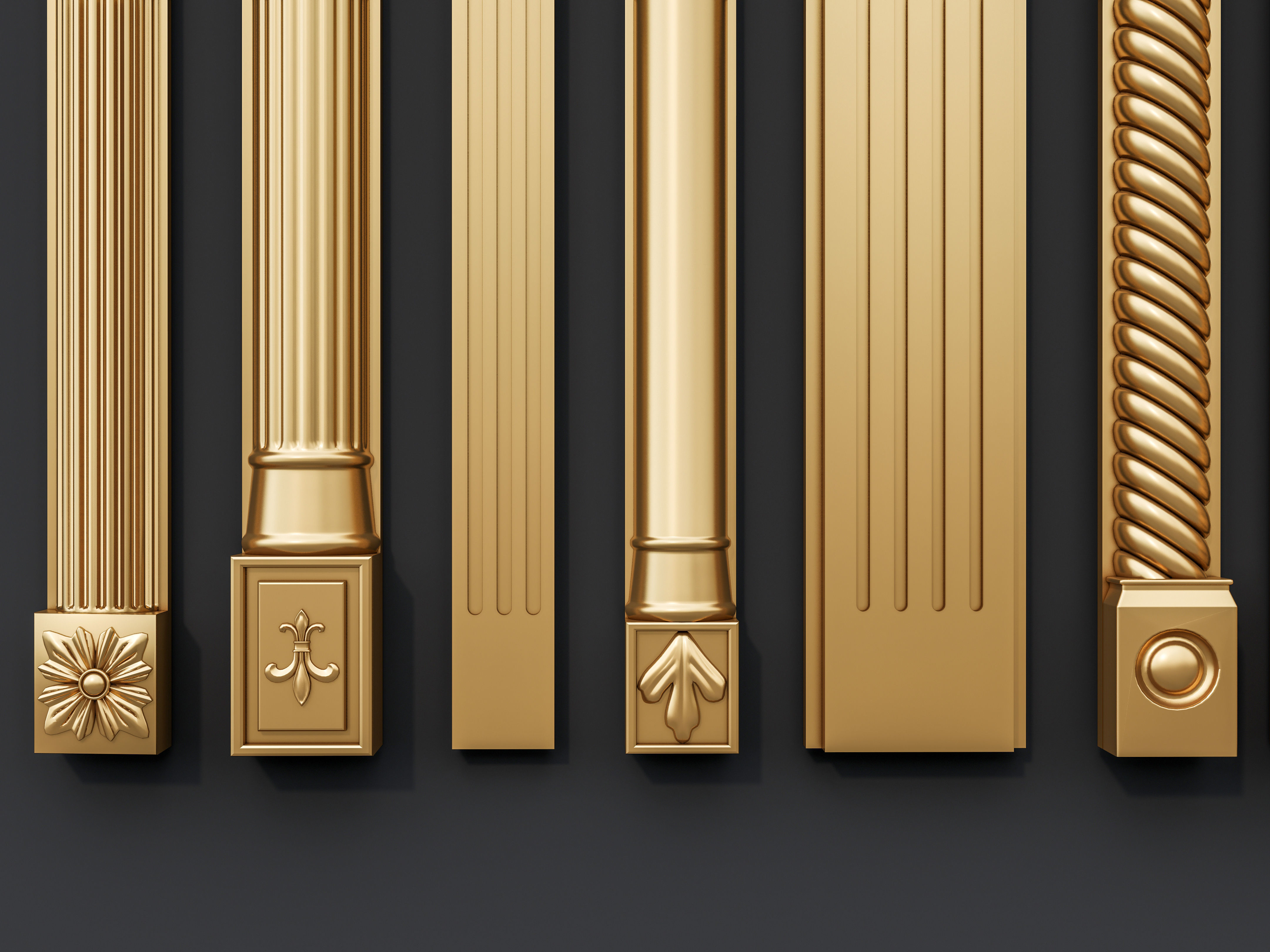 Classic columns carvings and gypsum cornice 15 3D model_8