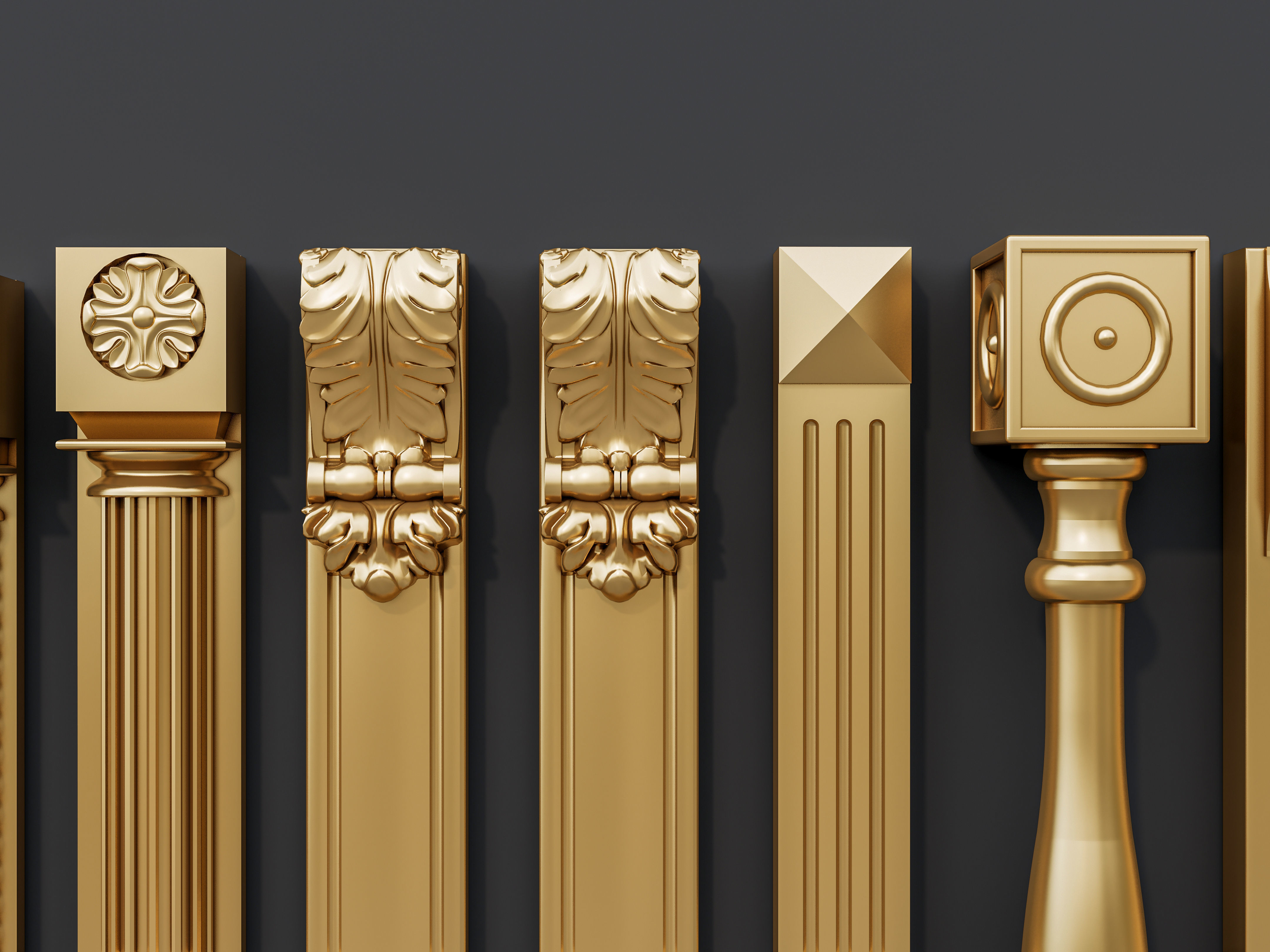 Classic columns carvings and gypsum cornice 15 3D model_5