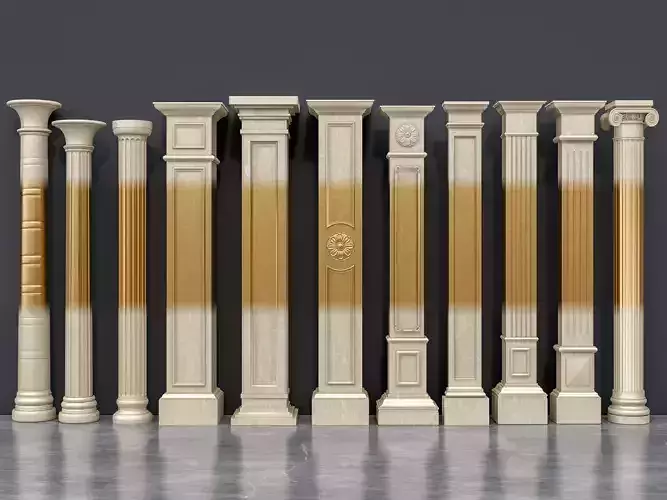 Classic columns carvings and gypsum cornice 16 Low-poly 3D model