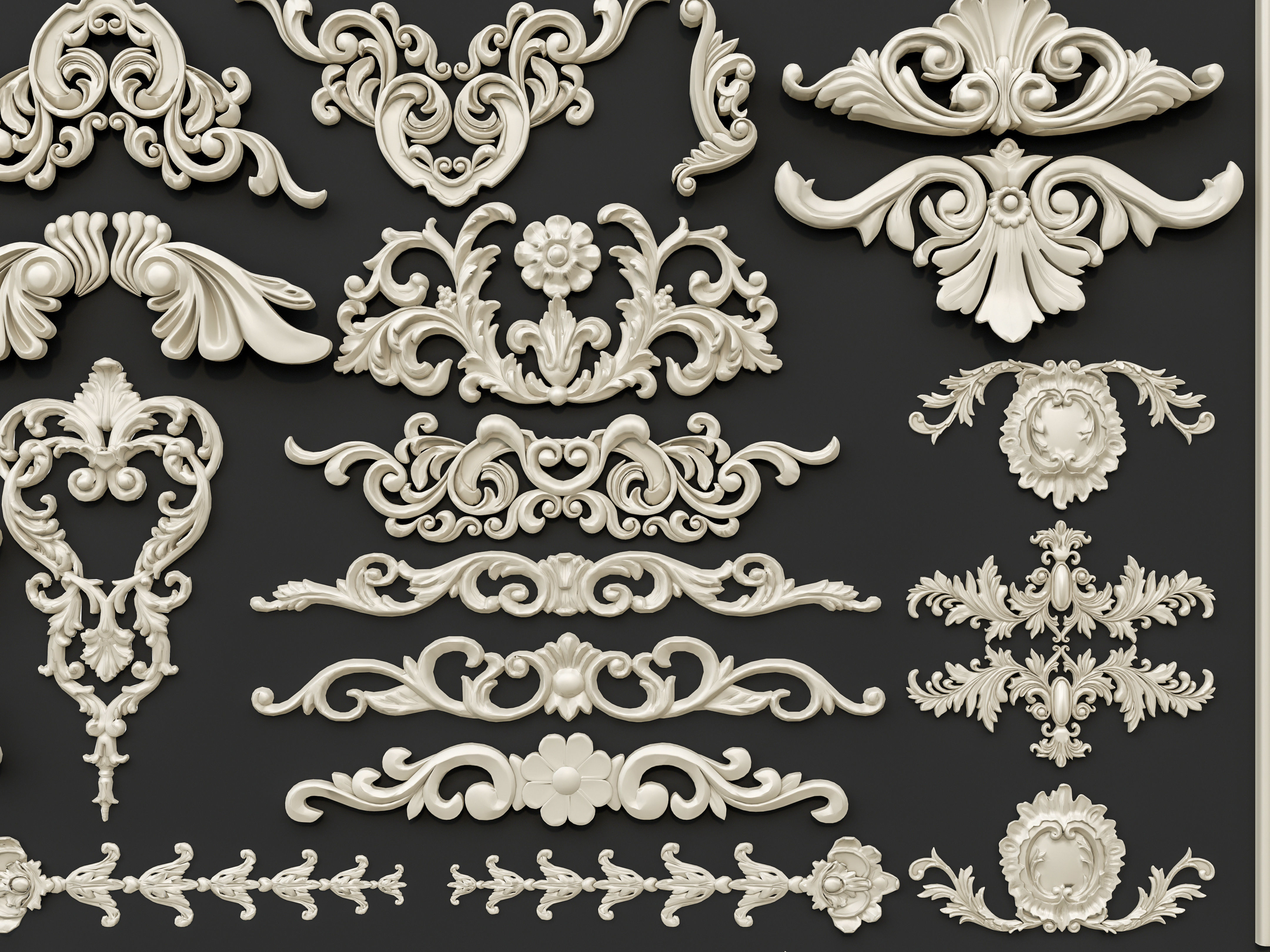 Classic carvings moldings and gypsum cornice 29 3D model_20