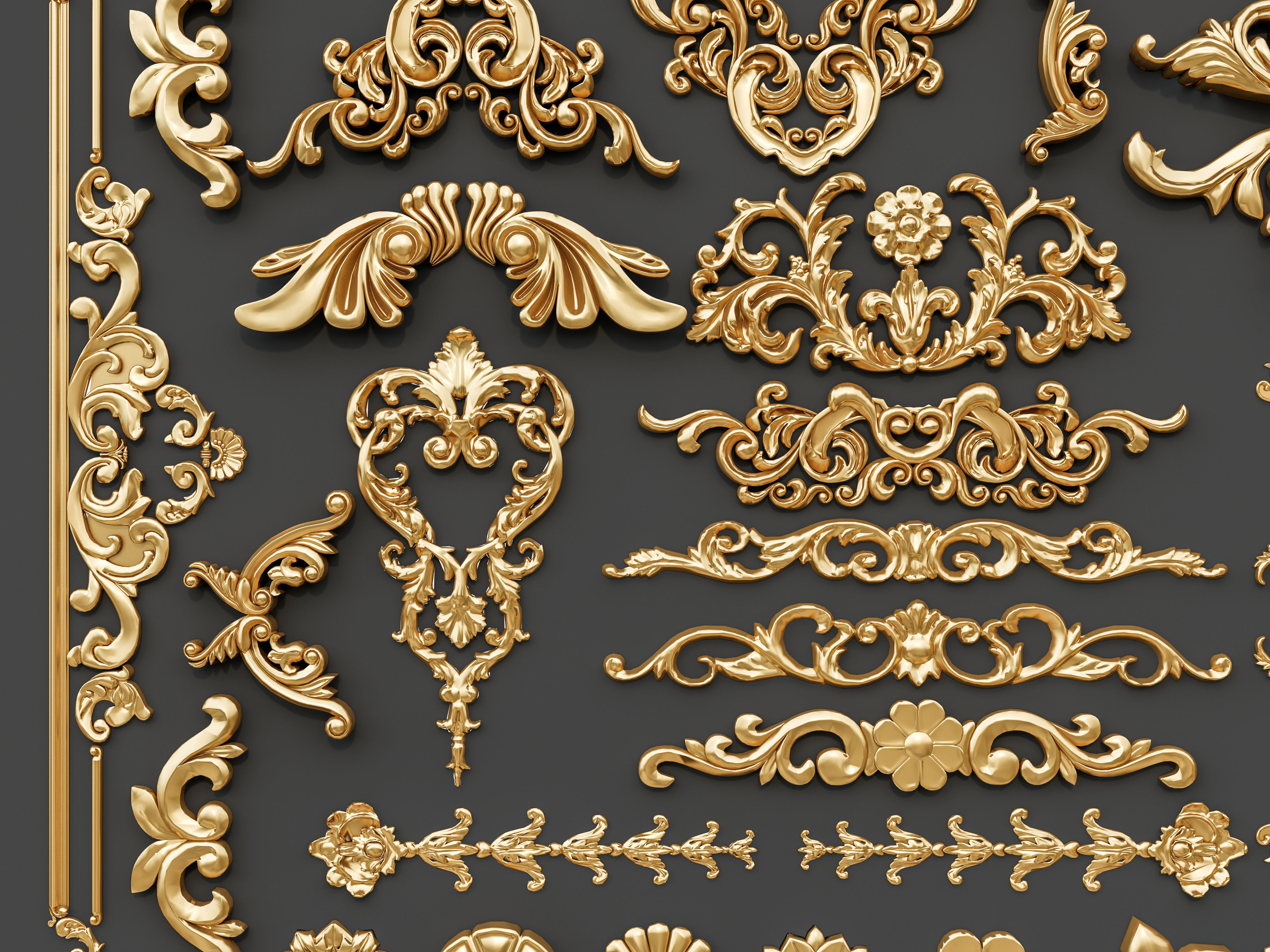 Classic carvings moldings and gypsum cornice 29 3D model_5