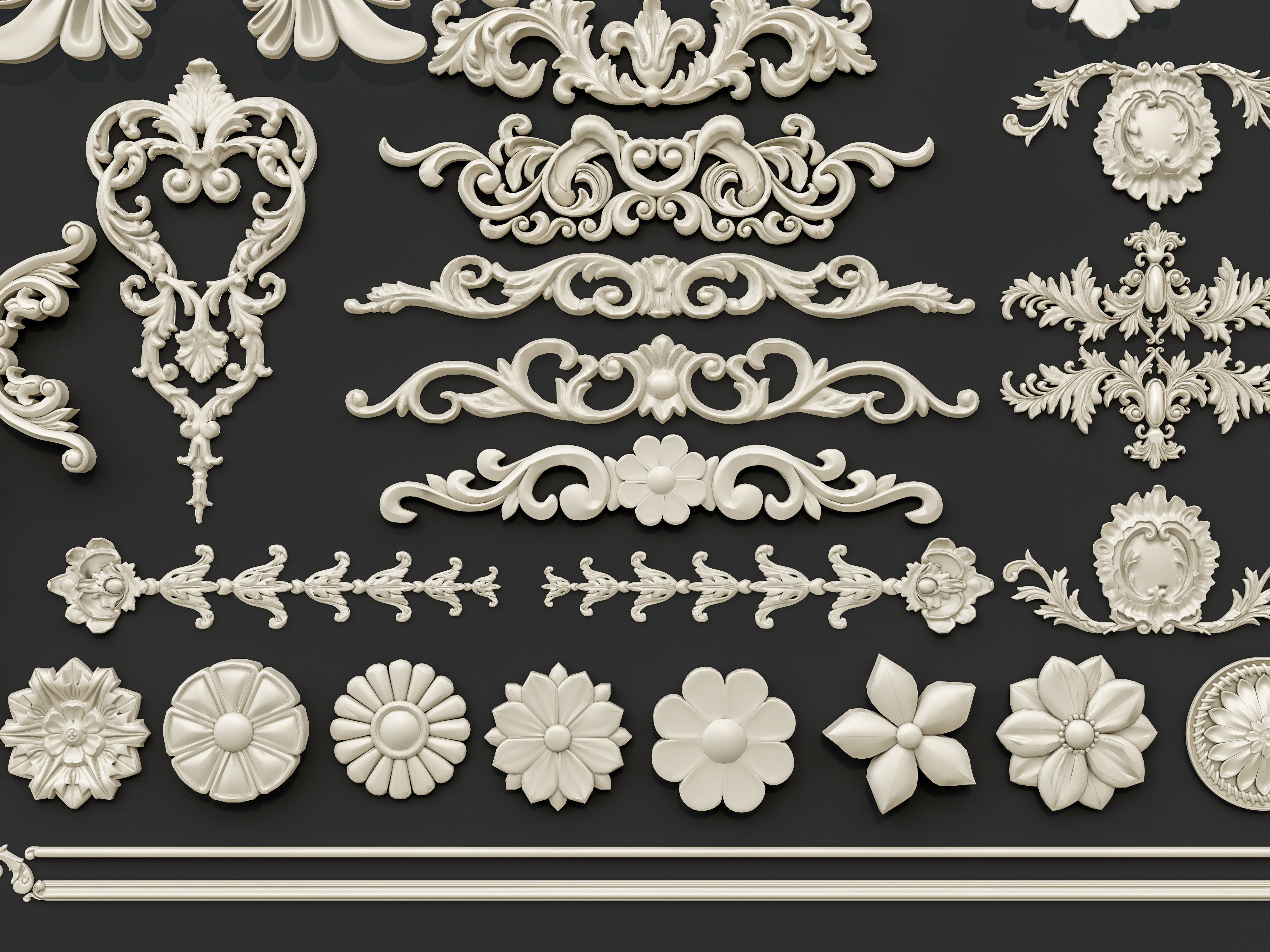 Classic carvings moldings and gypsum cornice 29 3D model_17