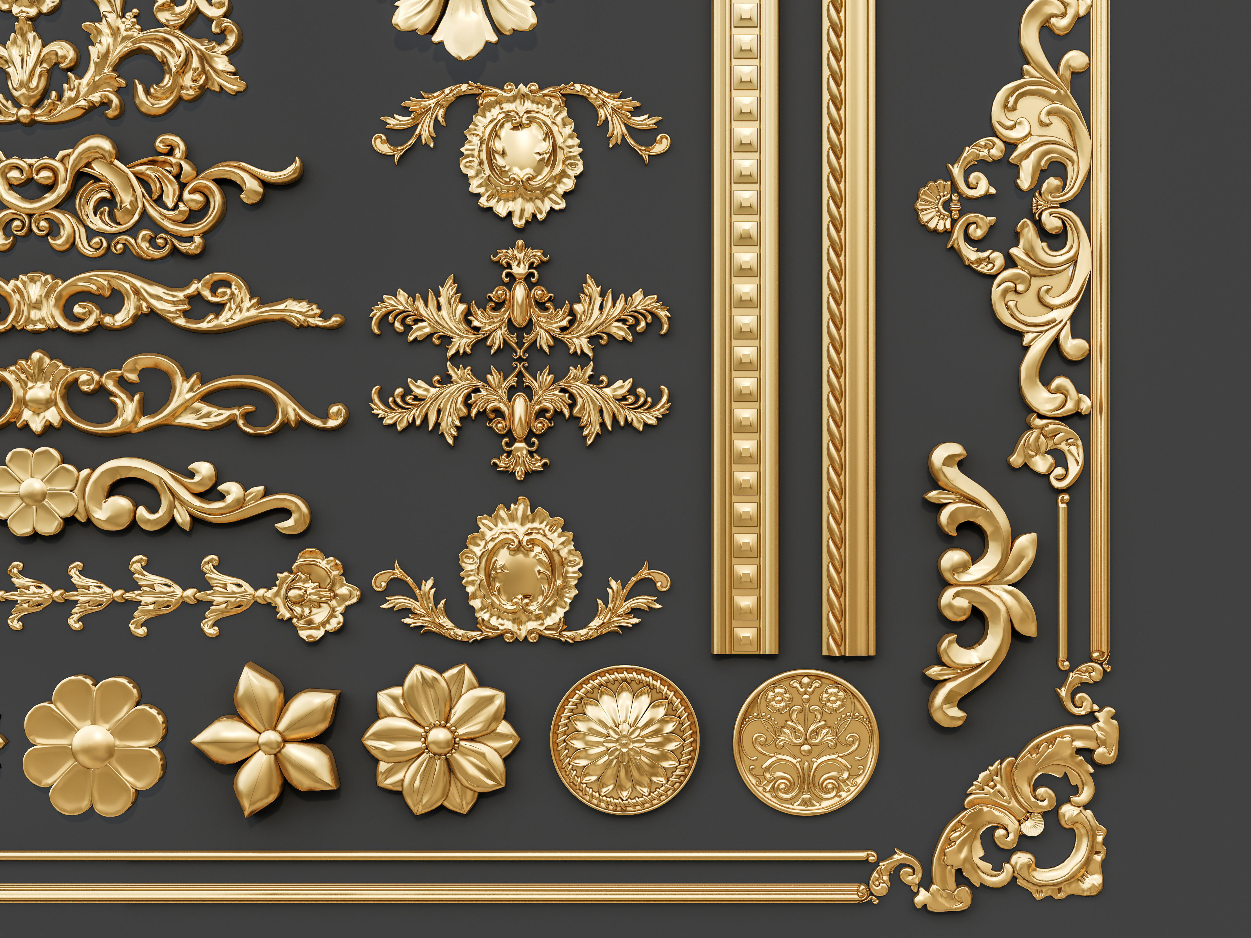 Classic carvings moldings and gypsum cornice 29 3D model_6