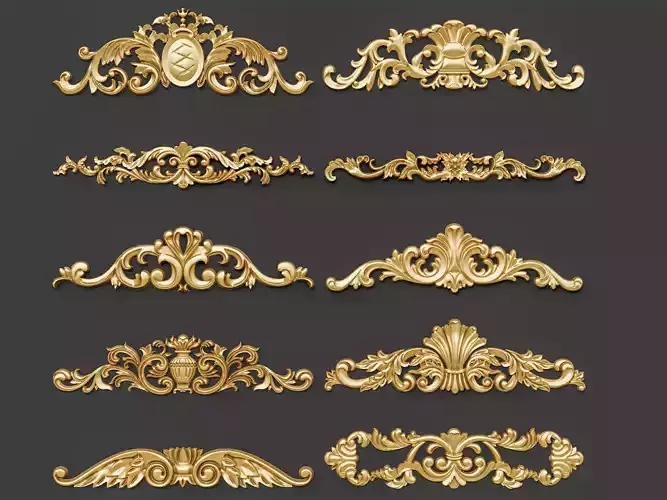 Classic carvings moldings and gypsum cornice 87 3D model