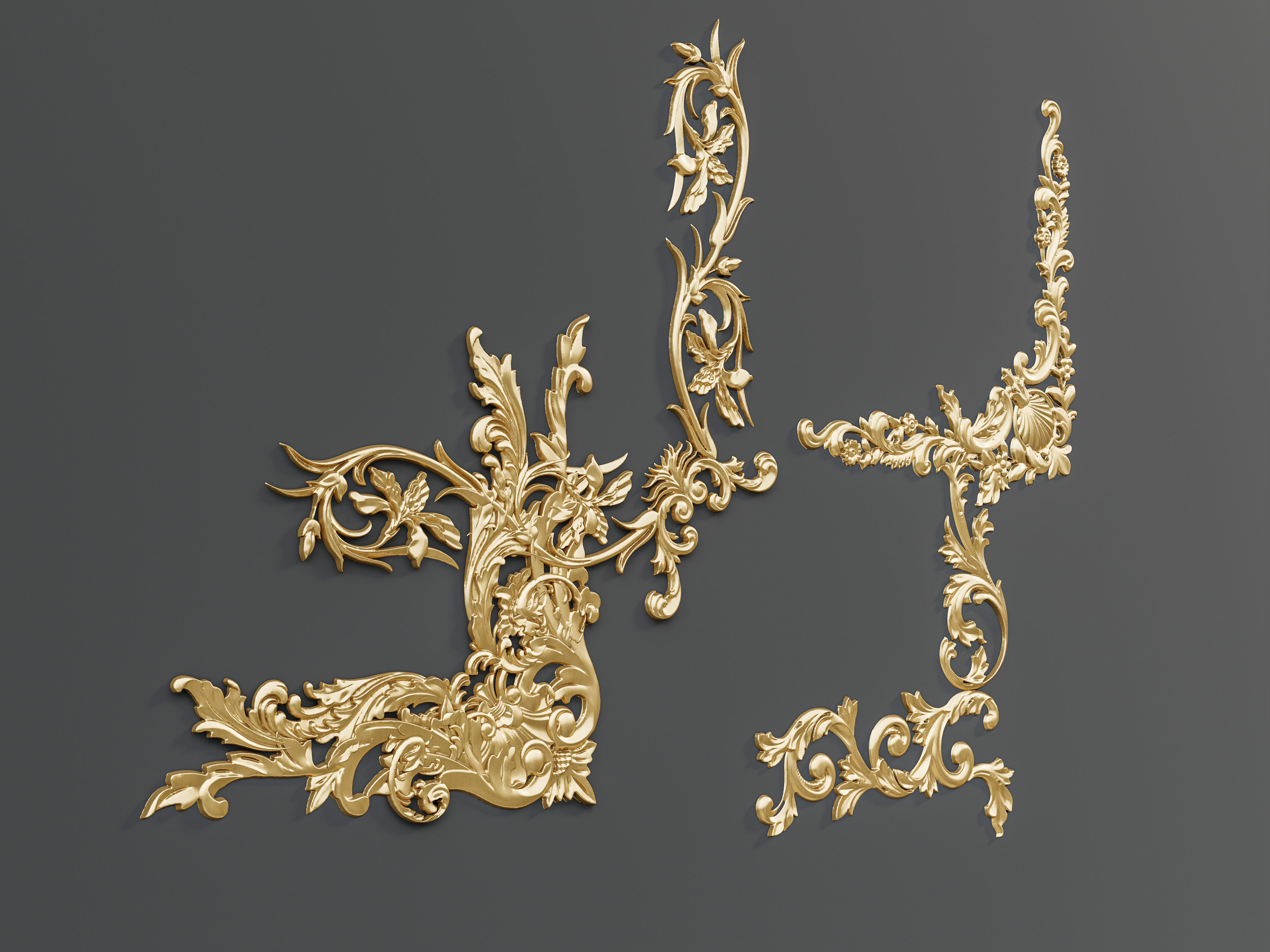 Classic carvings moldings and gypsum cornice 88 3D model_6