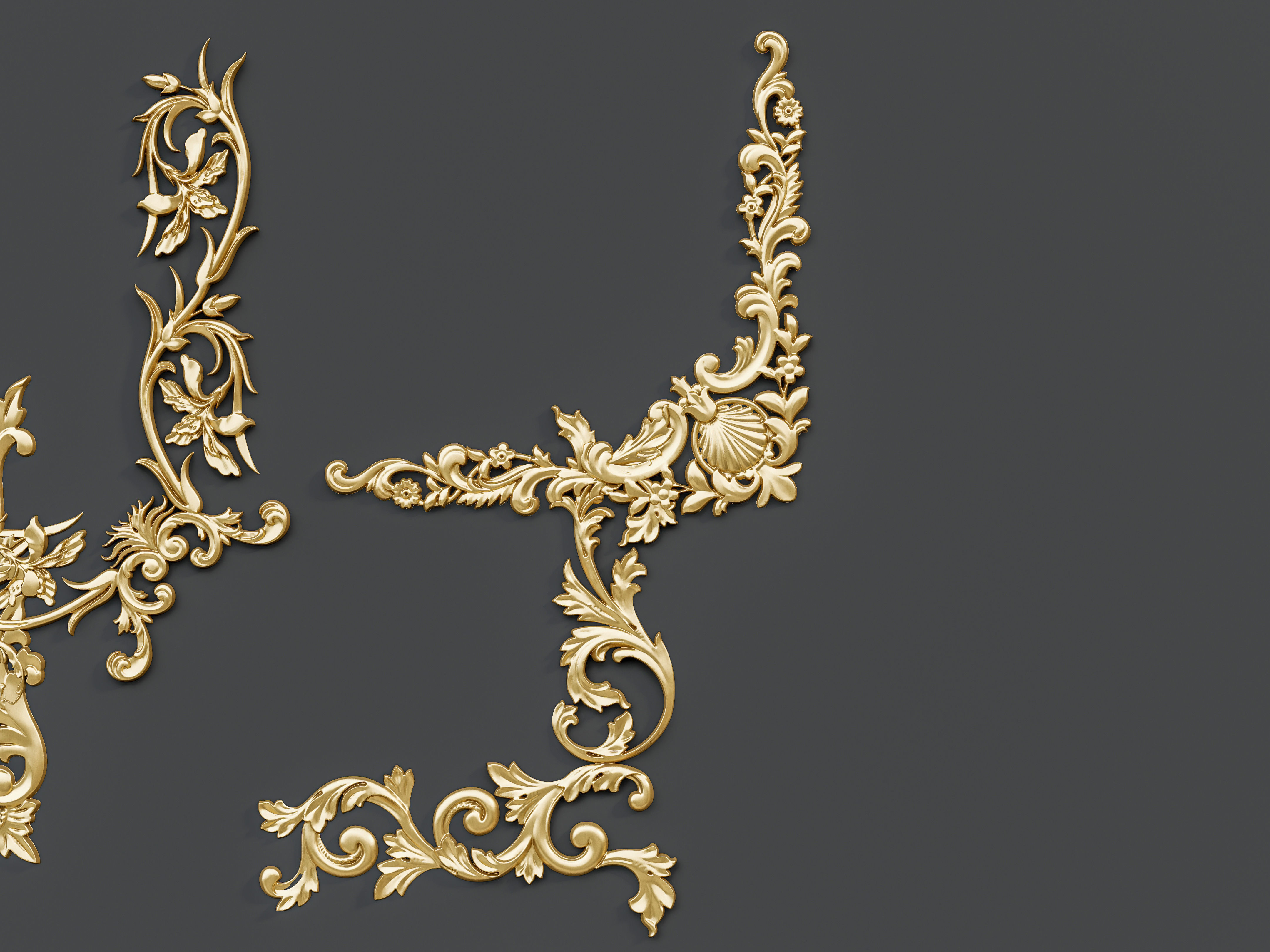 Classic carvings moldings and gypsum cornice 88 3D model_4