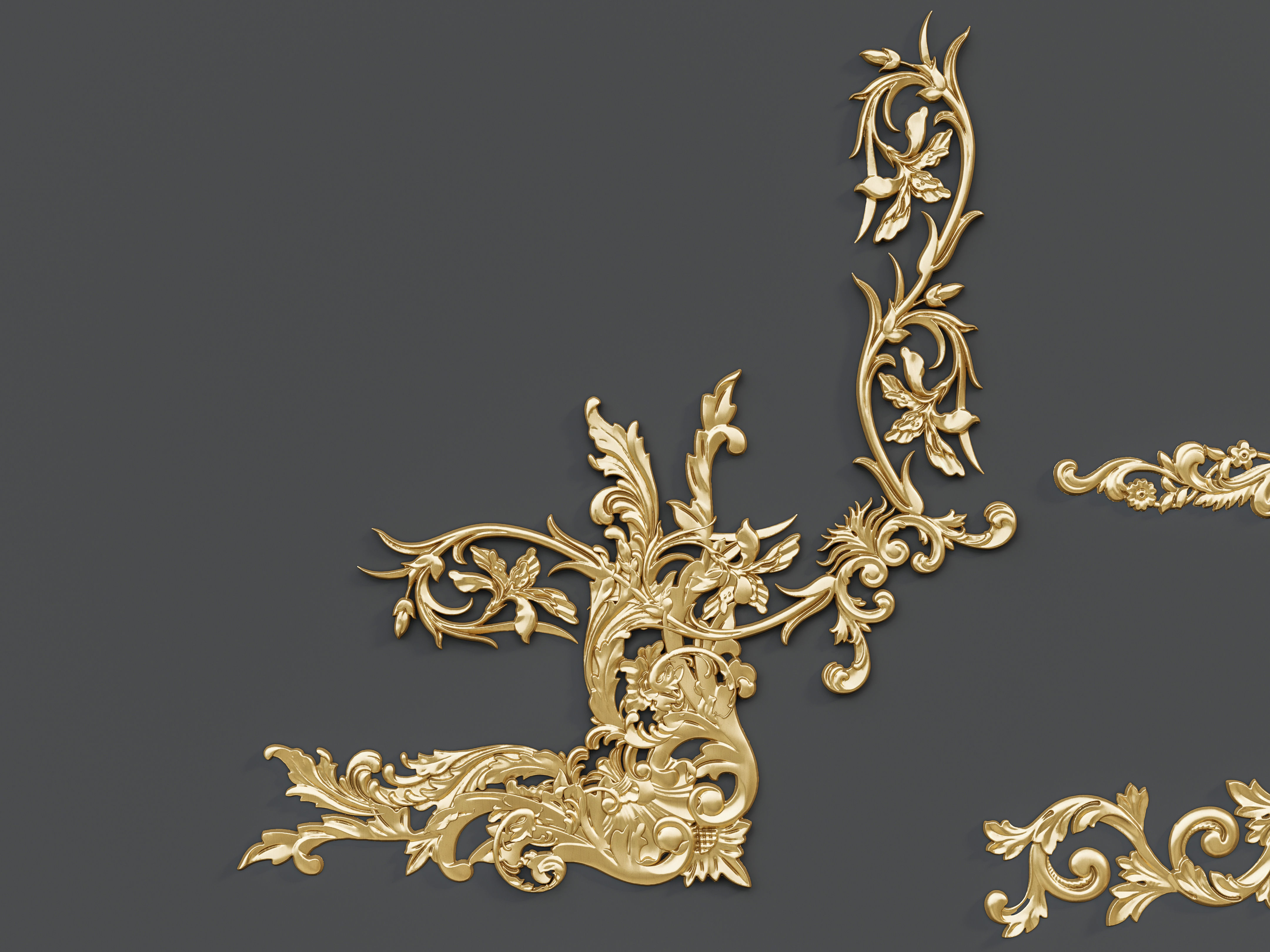 Classic carvings moldings and gypsum cornice 88 3D model_5