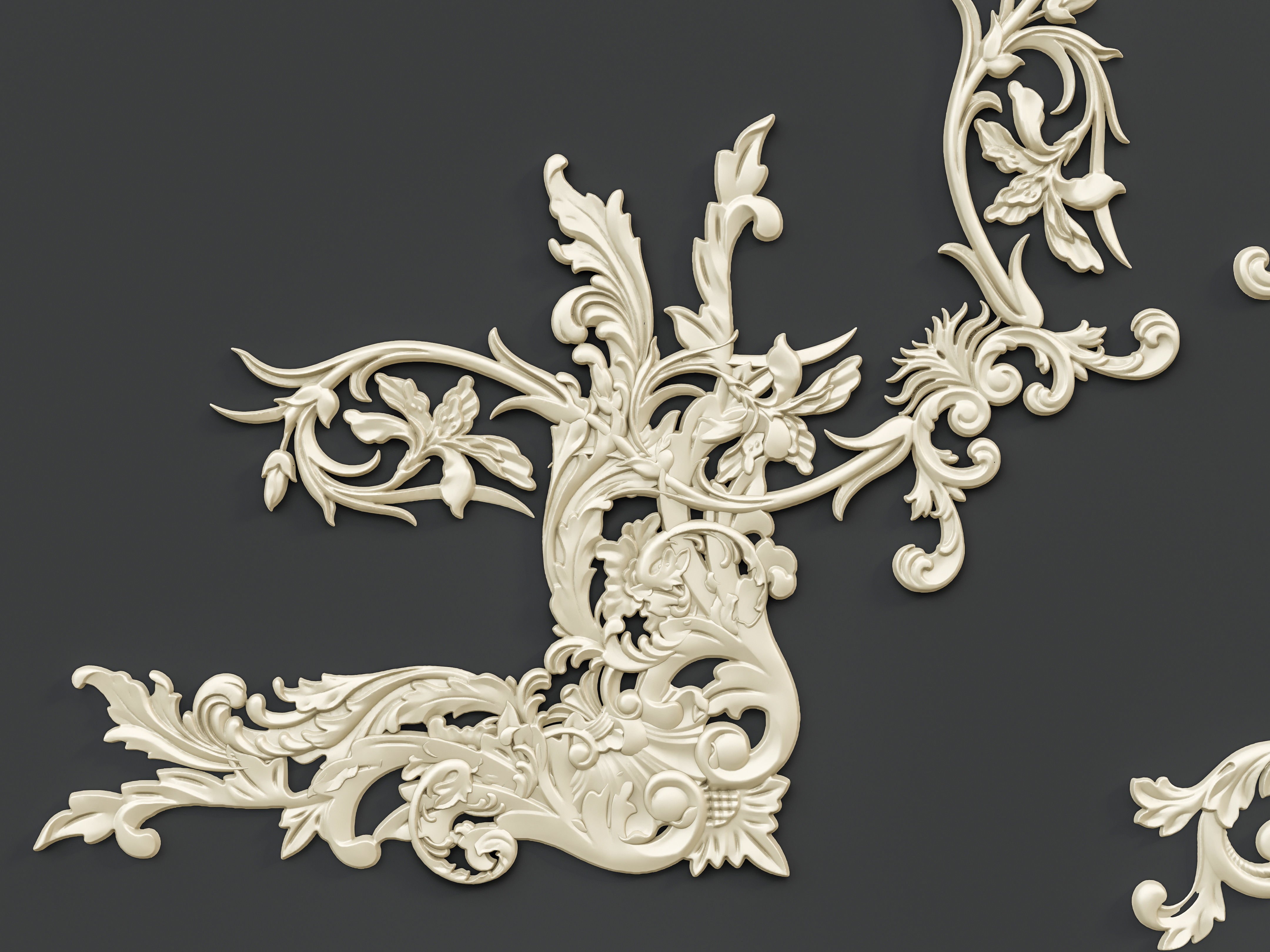 Classic carvings moldings and gypsum cornice 88 3D model_8