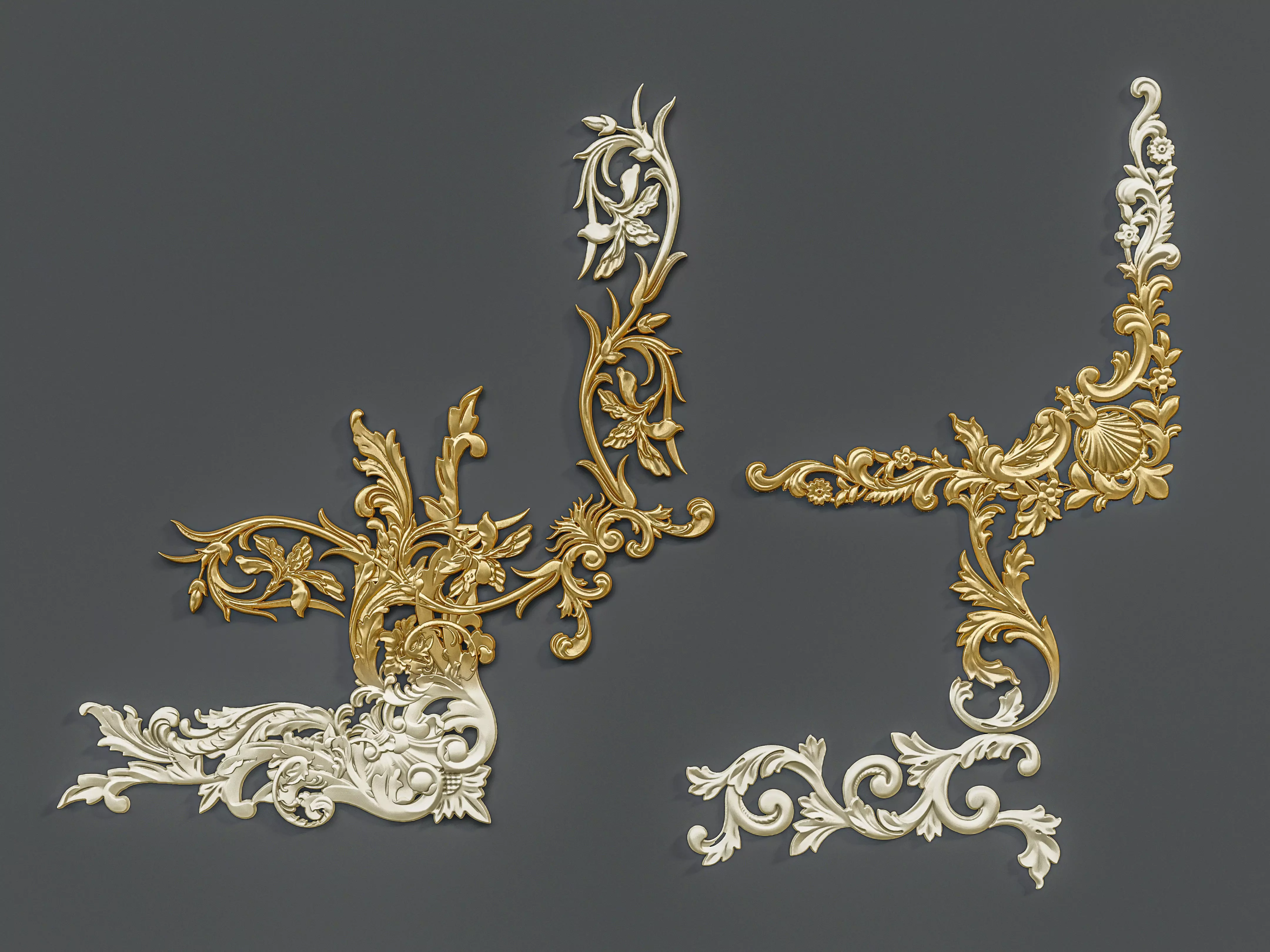 Classic carvings moldings and gypsum cornice 88 3D model_0