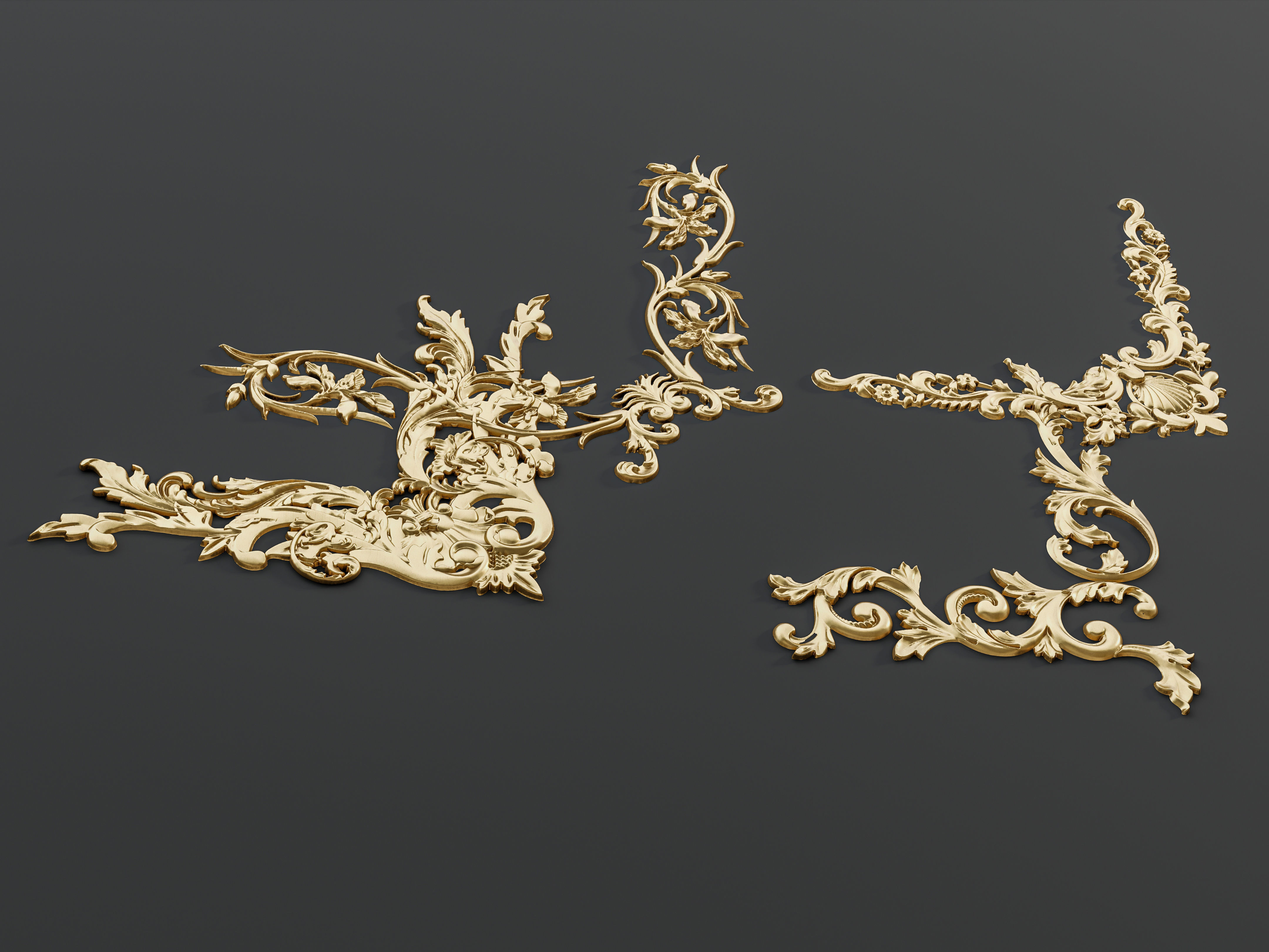 Classic carvings moldings and gypsum cornice 88 3D model_3