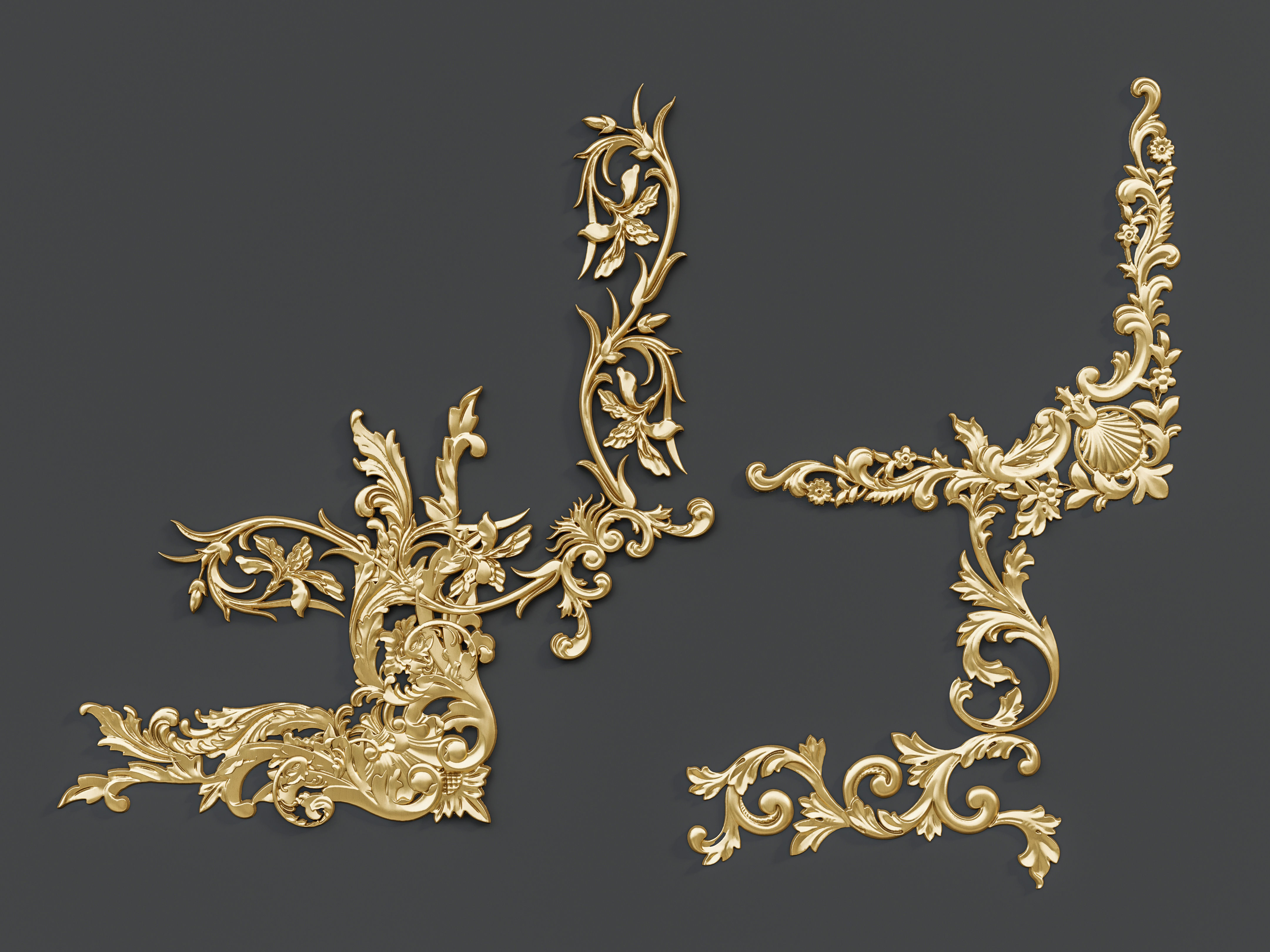 Classic carvings moldings and gypsum cornice 88 3D model_2